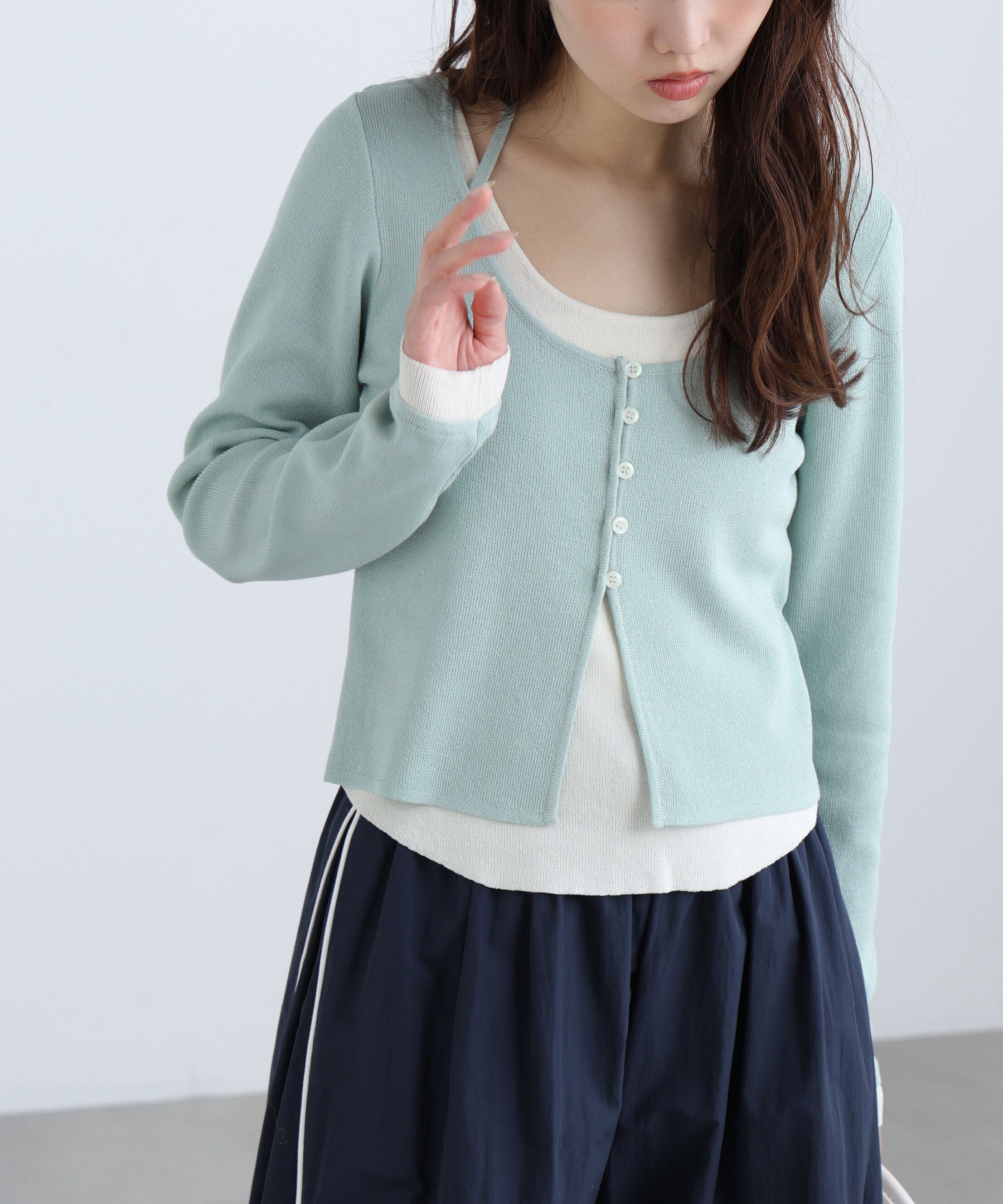  「キャミレイヤードクルーネックニット」|ニット・セーター|