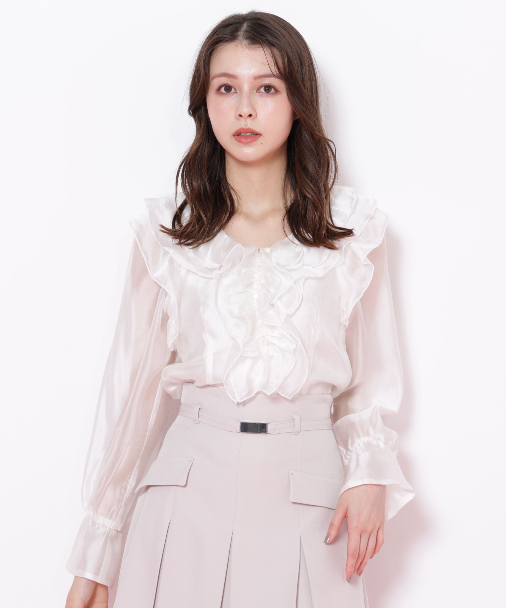  「シアーフリルブラウス」|シャツ・ブラウス|