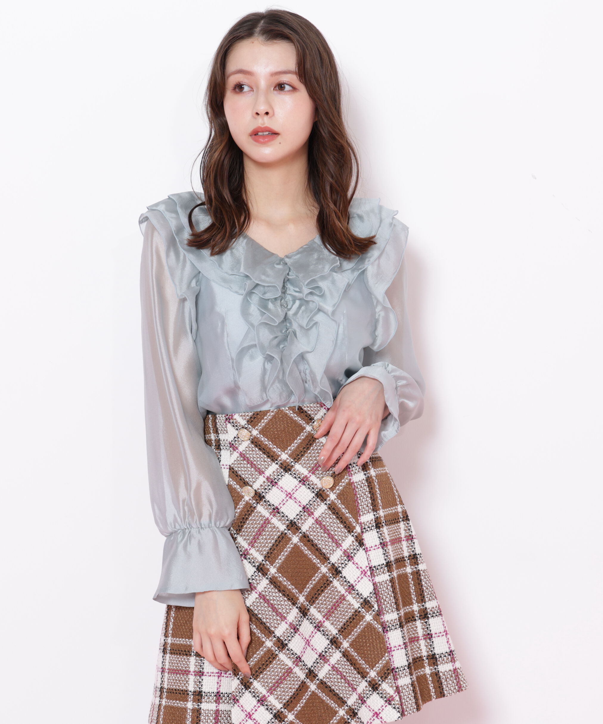  「シアーフリルブラウス」|シャツ・ブラウス|