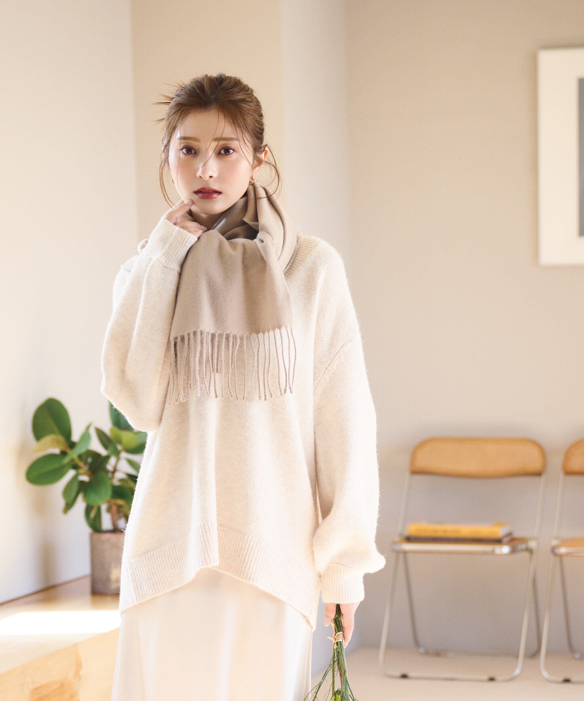 PROPORTION BODY DRESSING「深Vニット　24AW」|ニット・セーター|ベージュ