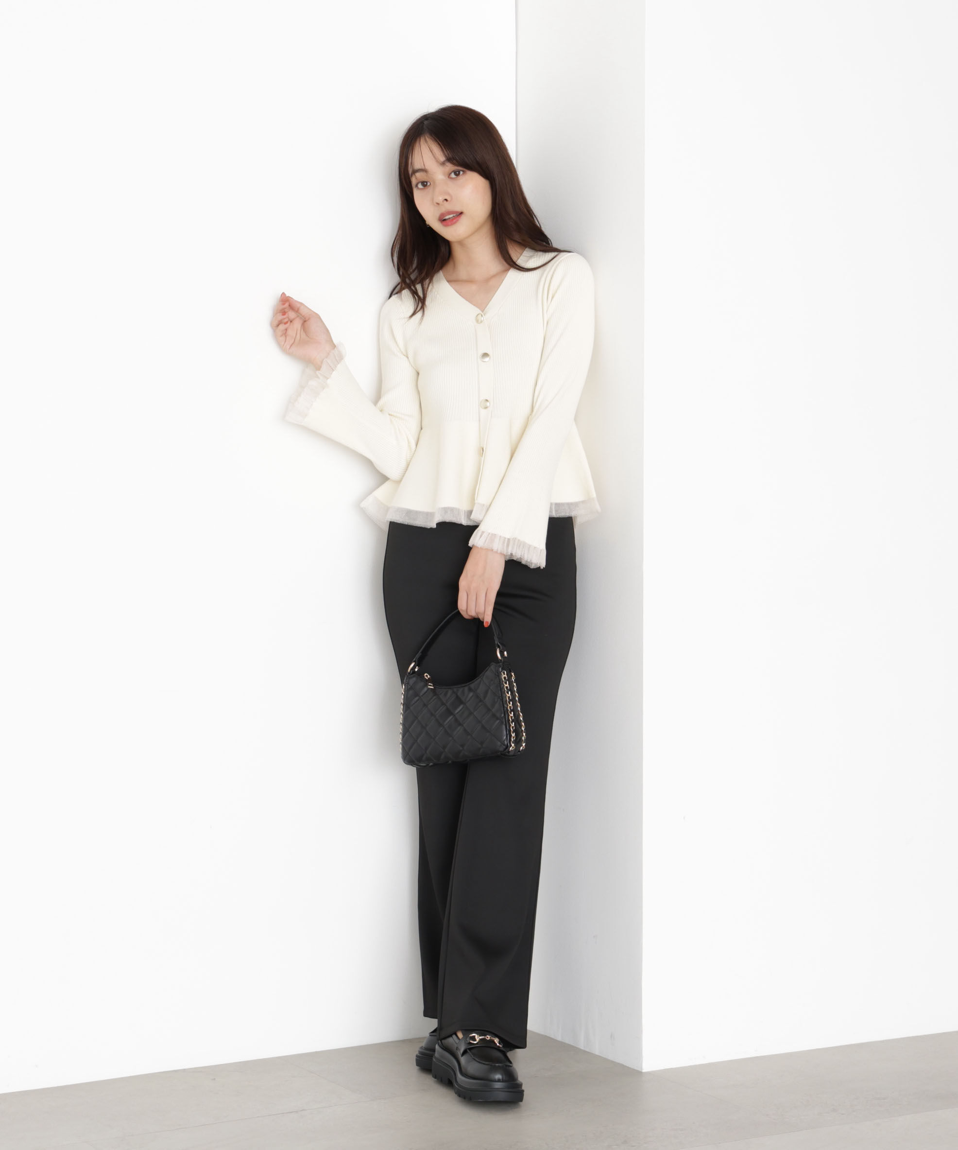 PROPORTION BODY DRESSING「シアー切り替えペプラムニット 25AW」|ニット・セーター|