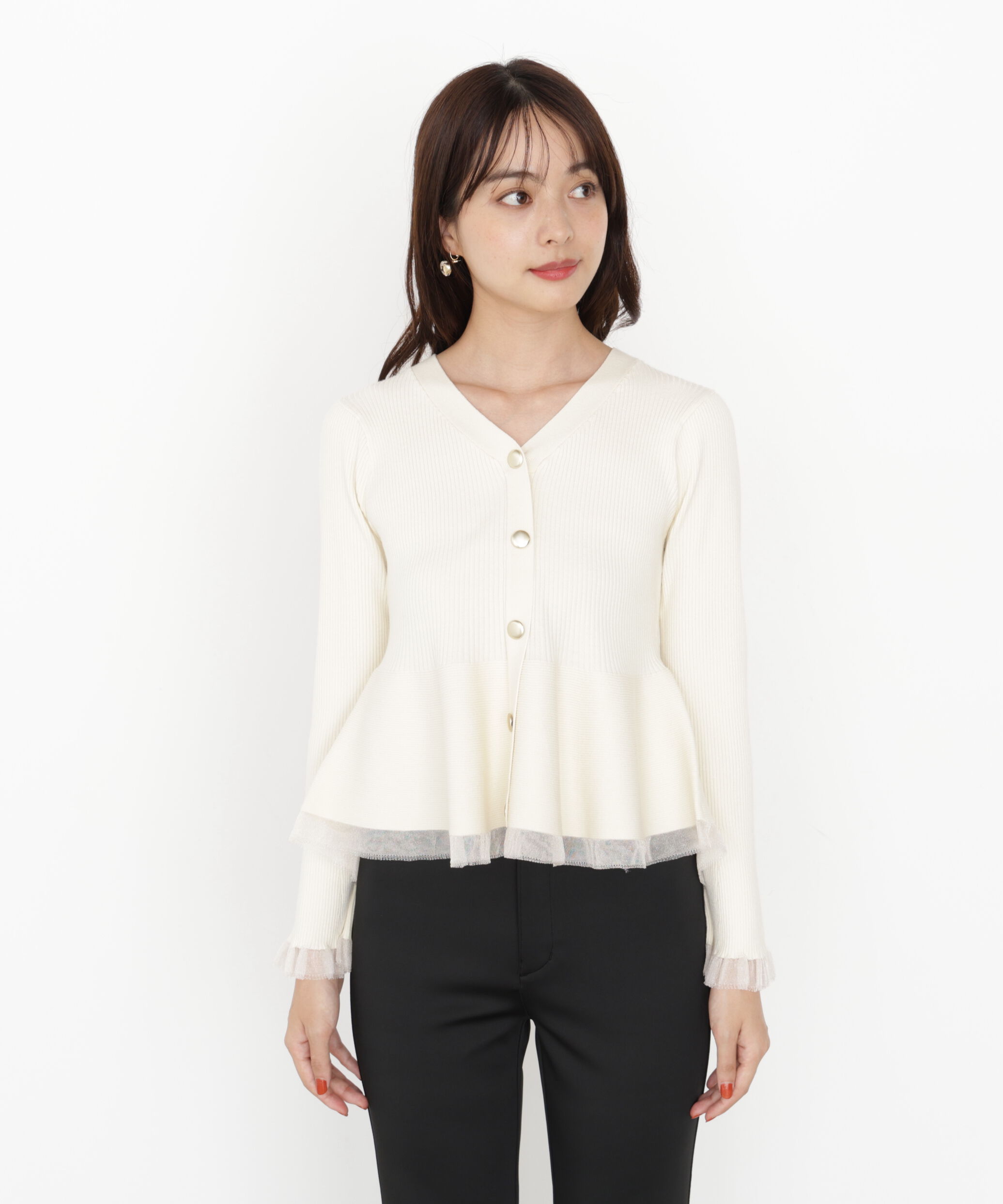 PROPORTION BODY DRESSING「シアー切り替えペプラムニット 25AW」|ニット・セーター|