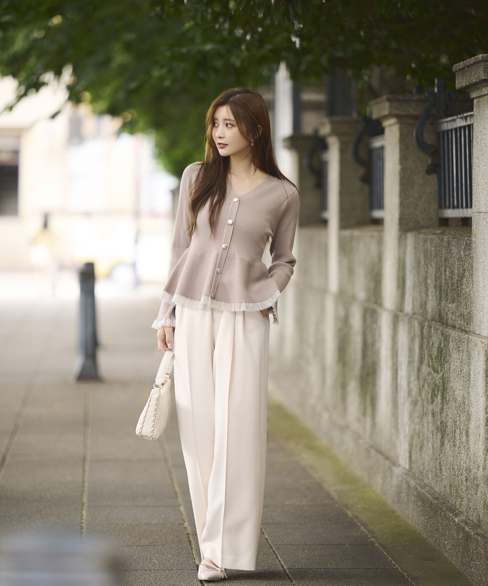 PROPORTION BODY DRESSING「シアー切り替えペプラムニット 25AW」|ニット・セーター|