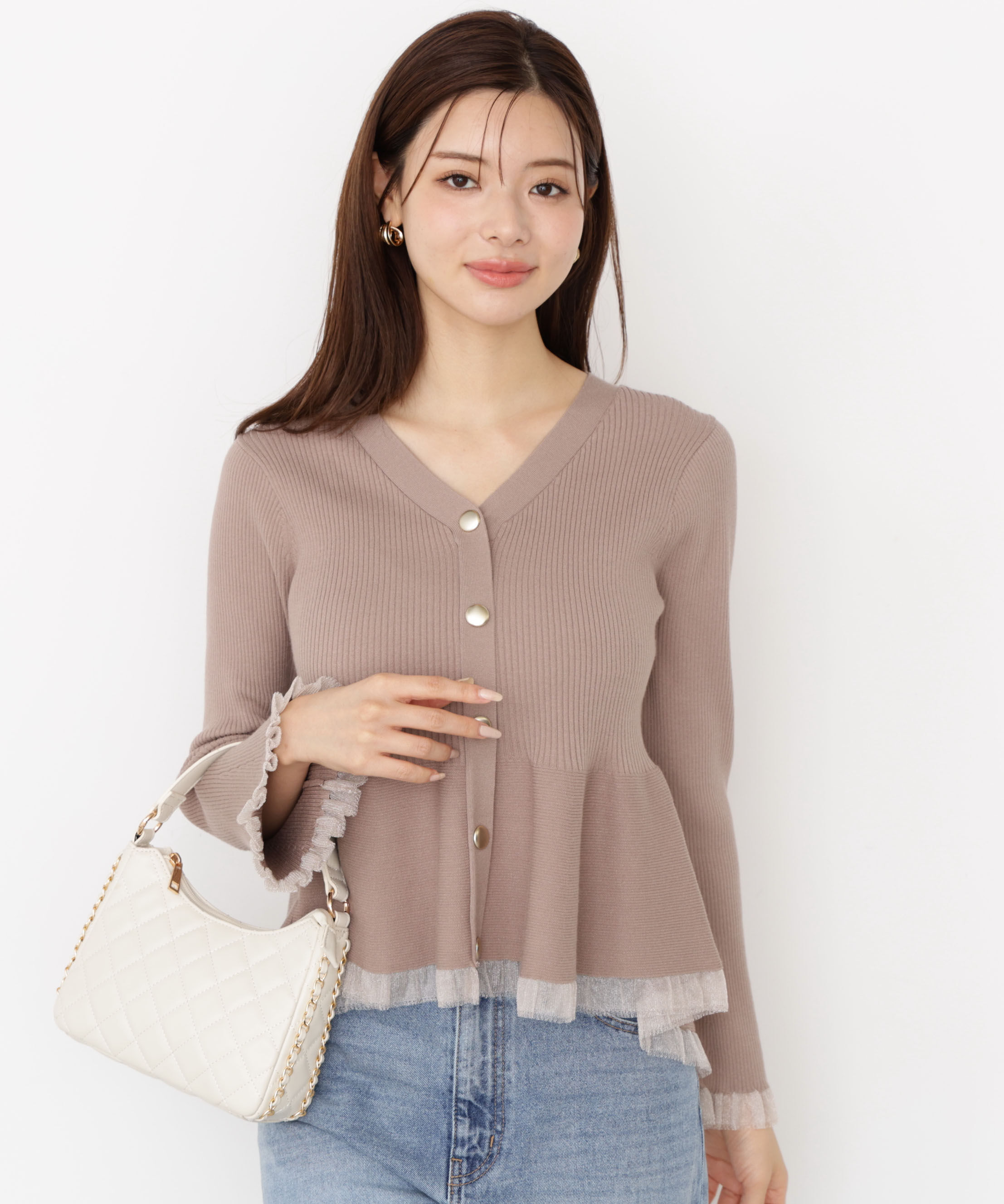 PROPORTION BODY DRESSING「シアー切り替えペプラムニット 25AW」|ニット・セーター|