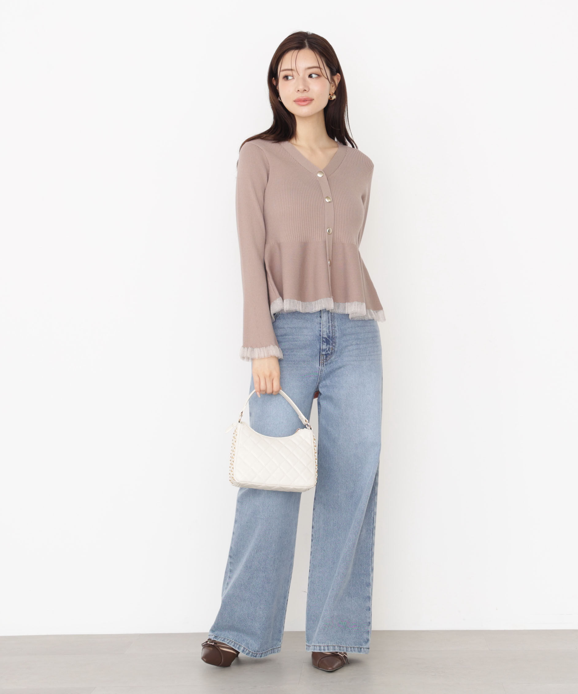 PROPORTION BODY DRESSING「シアー切り替えペプラムニット 25AW」|ニット・セーター|