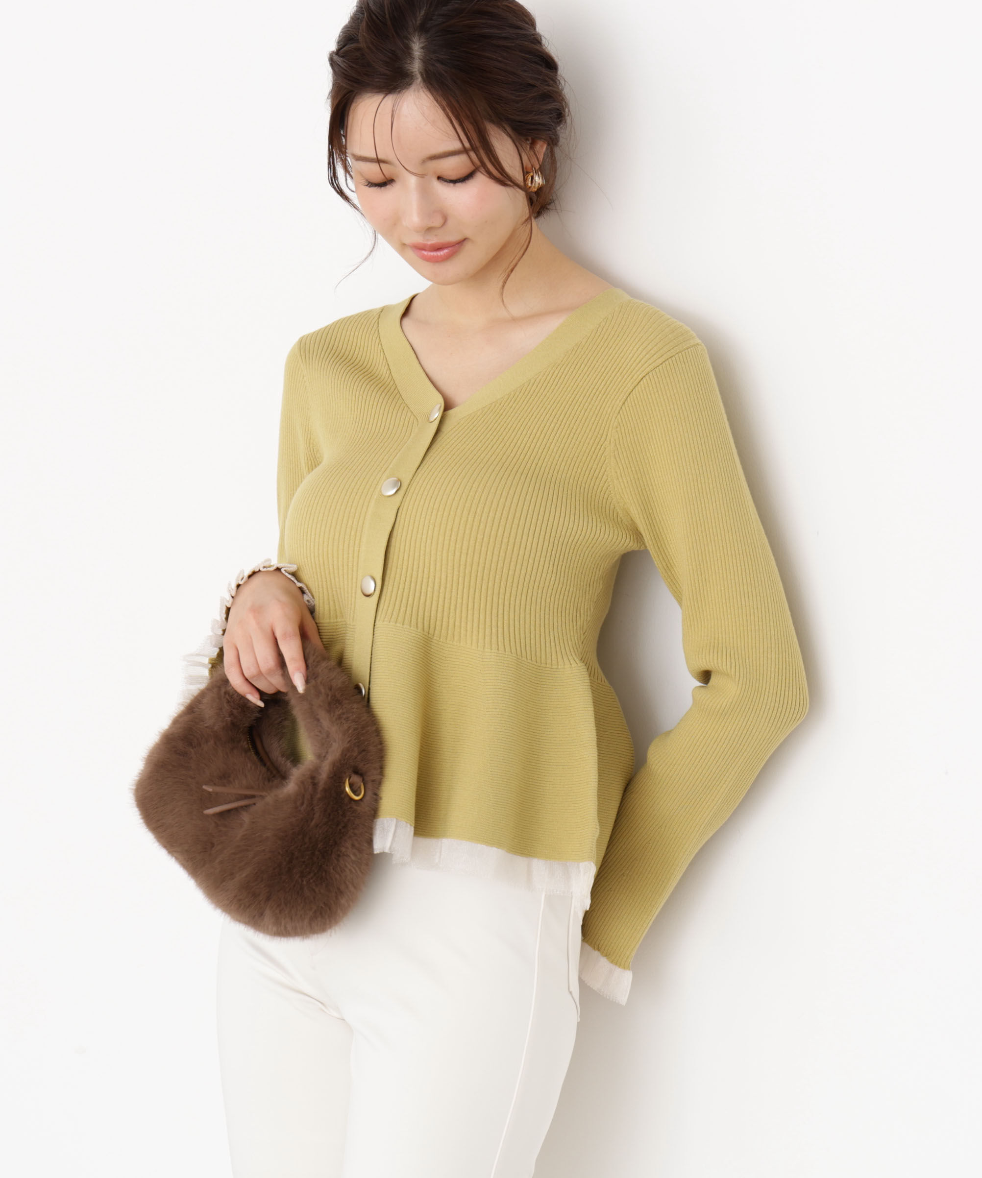 PROPORTION BODY DRESSING「シアー切り替えペプラムニット 25AW」|ニット・セーター|