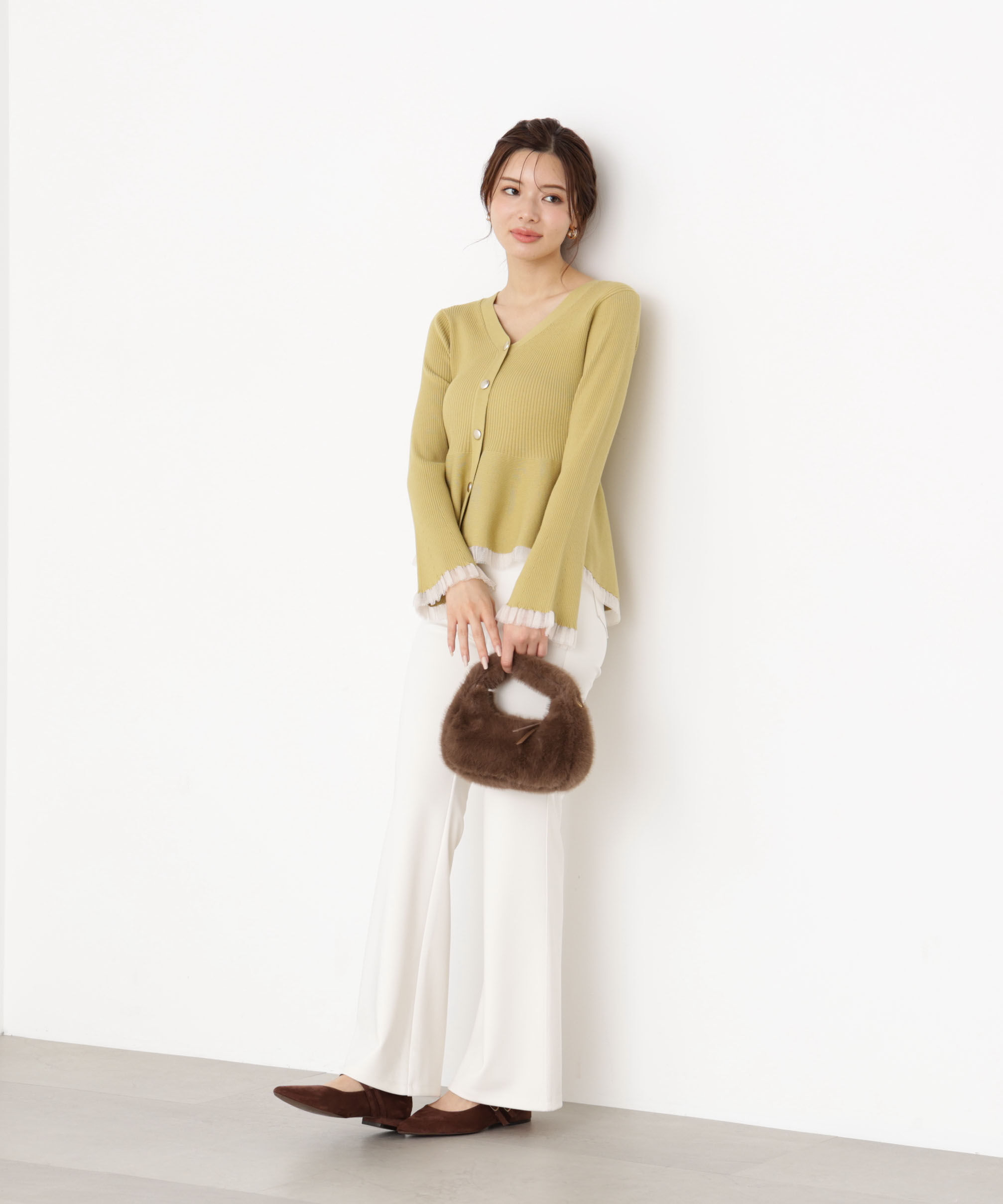 PROPORTION BODY DRESSING「シアー切り替えペプラムニット 25AW」|ニット・セーター|