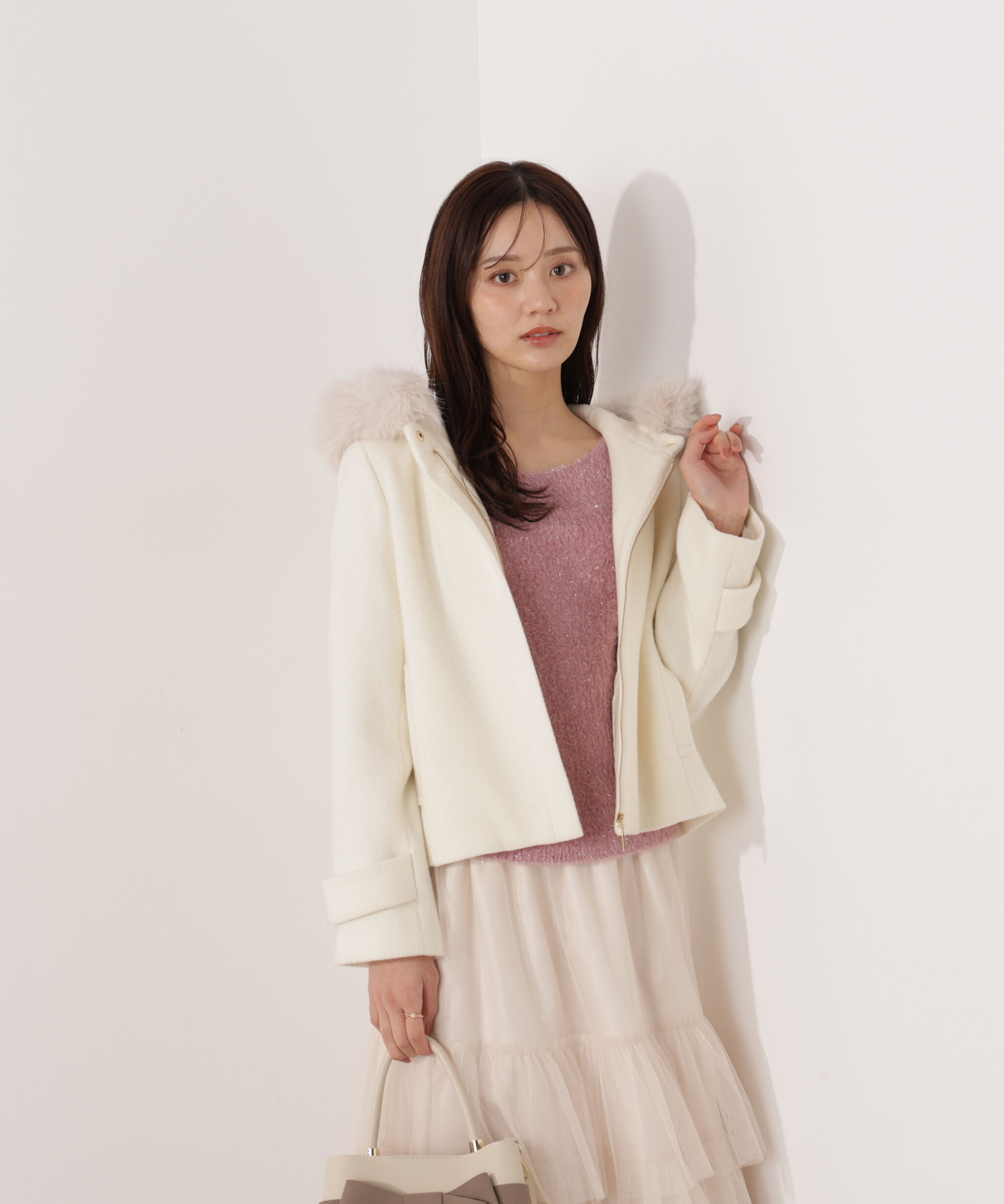 PROPORTION BODY DRESSING「モッサフードフェイクファーショートコート 25AW」|ブルゾン・スタジャン|