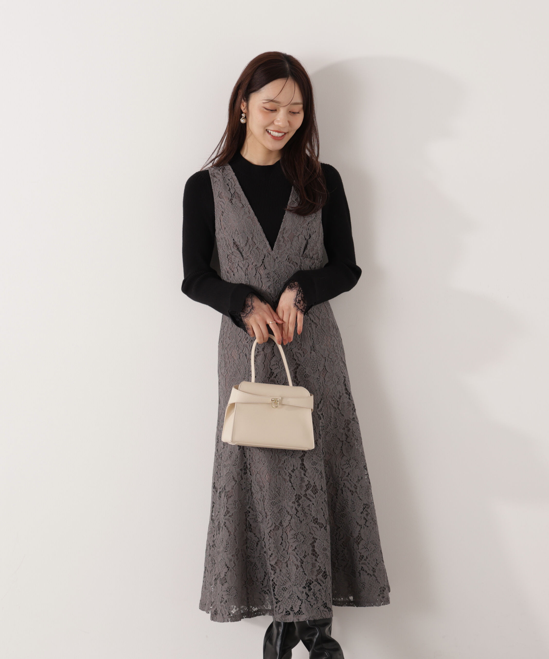 PROPORTION BODY DRESSING「Vネックレースジャンスカ 26SS」|ワンピース|