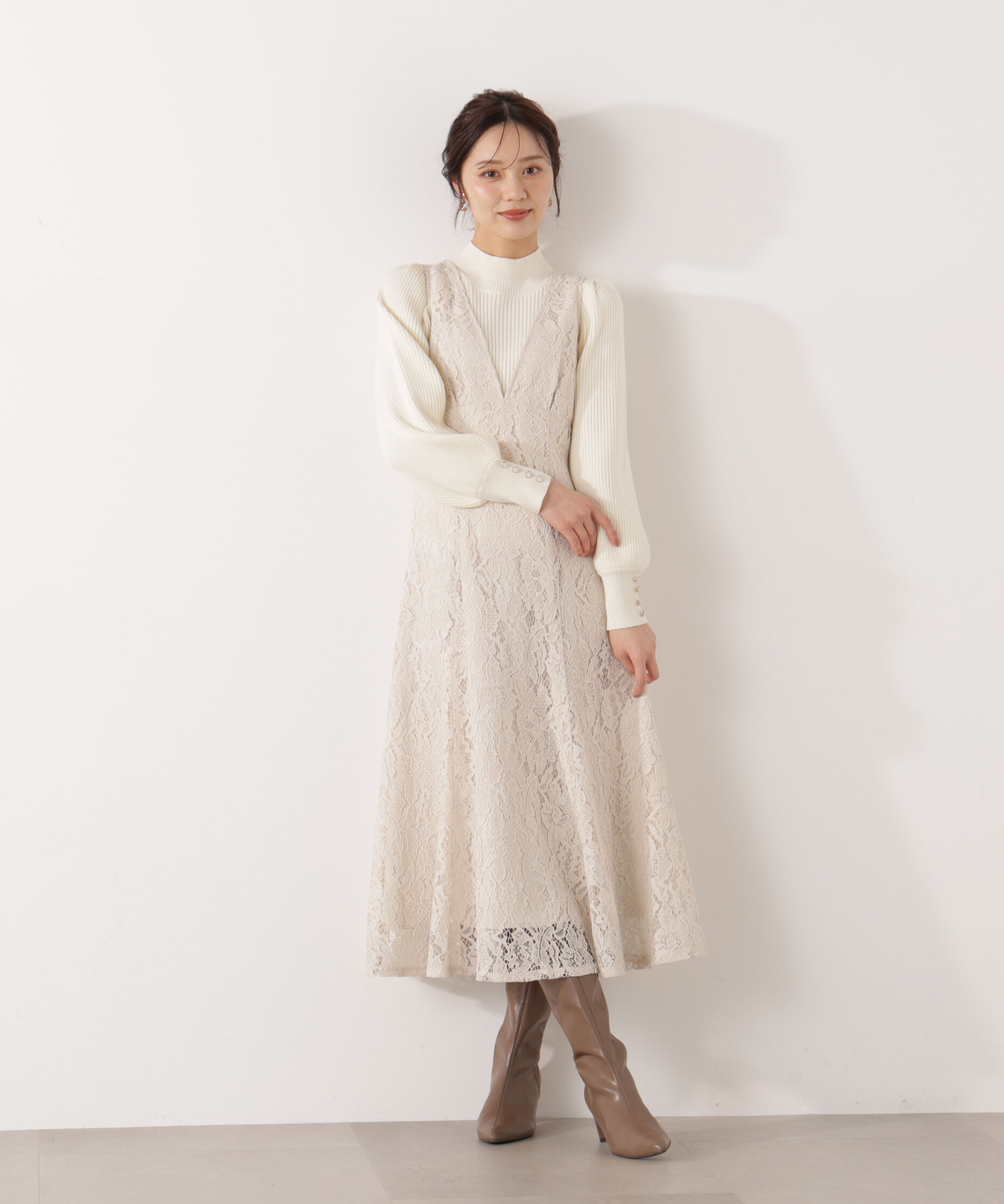 PROPORTION BODY DRESSING「Vネックレースジャンスカ 26SS」|ワンピース|