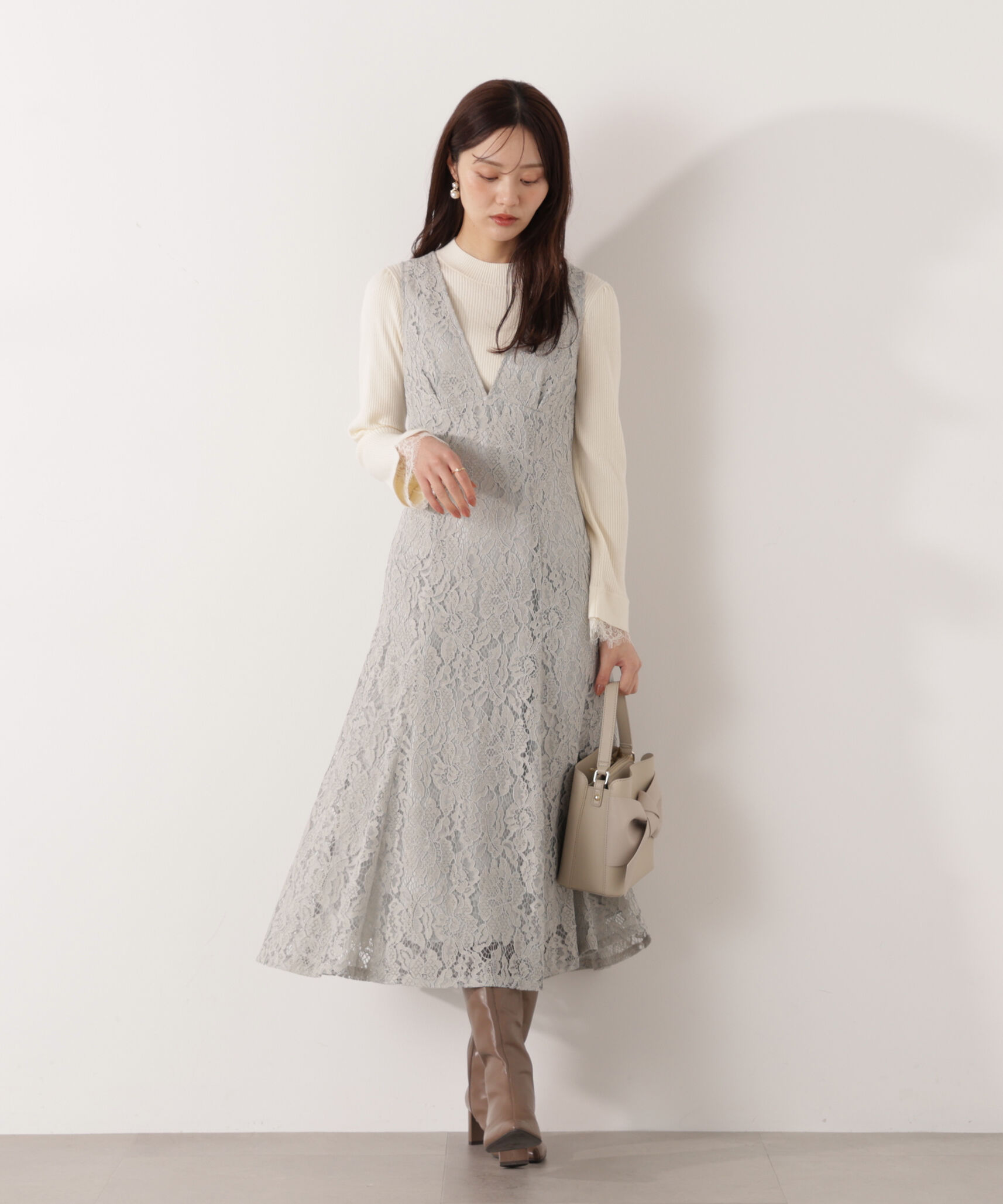 PROPORTION BODY DRESSING「Vネックレースジャンスカ 26SS」|ワンピース|