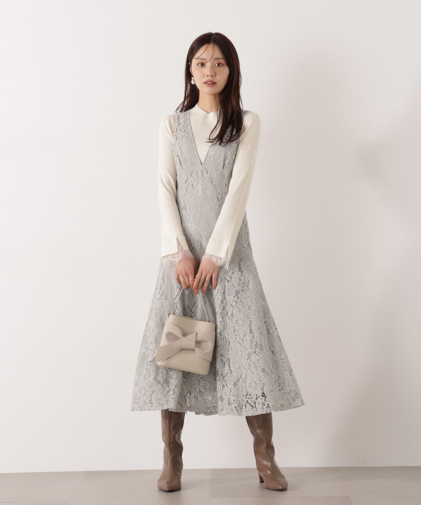 PROPORTION BODY DRESSING「Vネックレースジャンスカ 26SS」|ワンピース|