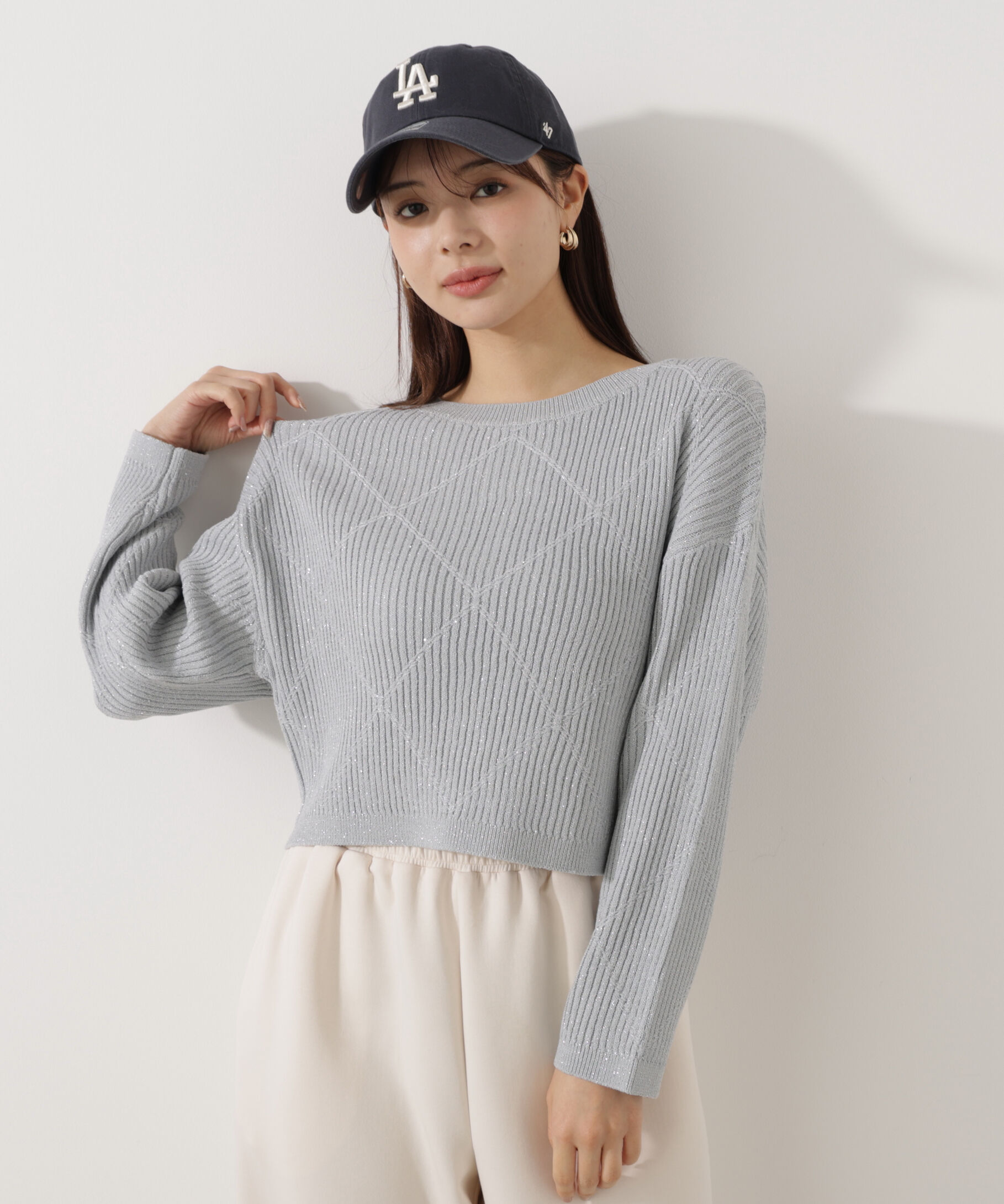 PROPORTION BODY DRESSING「ラメ入りアイレットボクシーニット」|ニット・セーター|