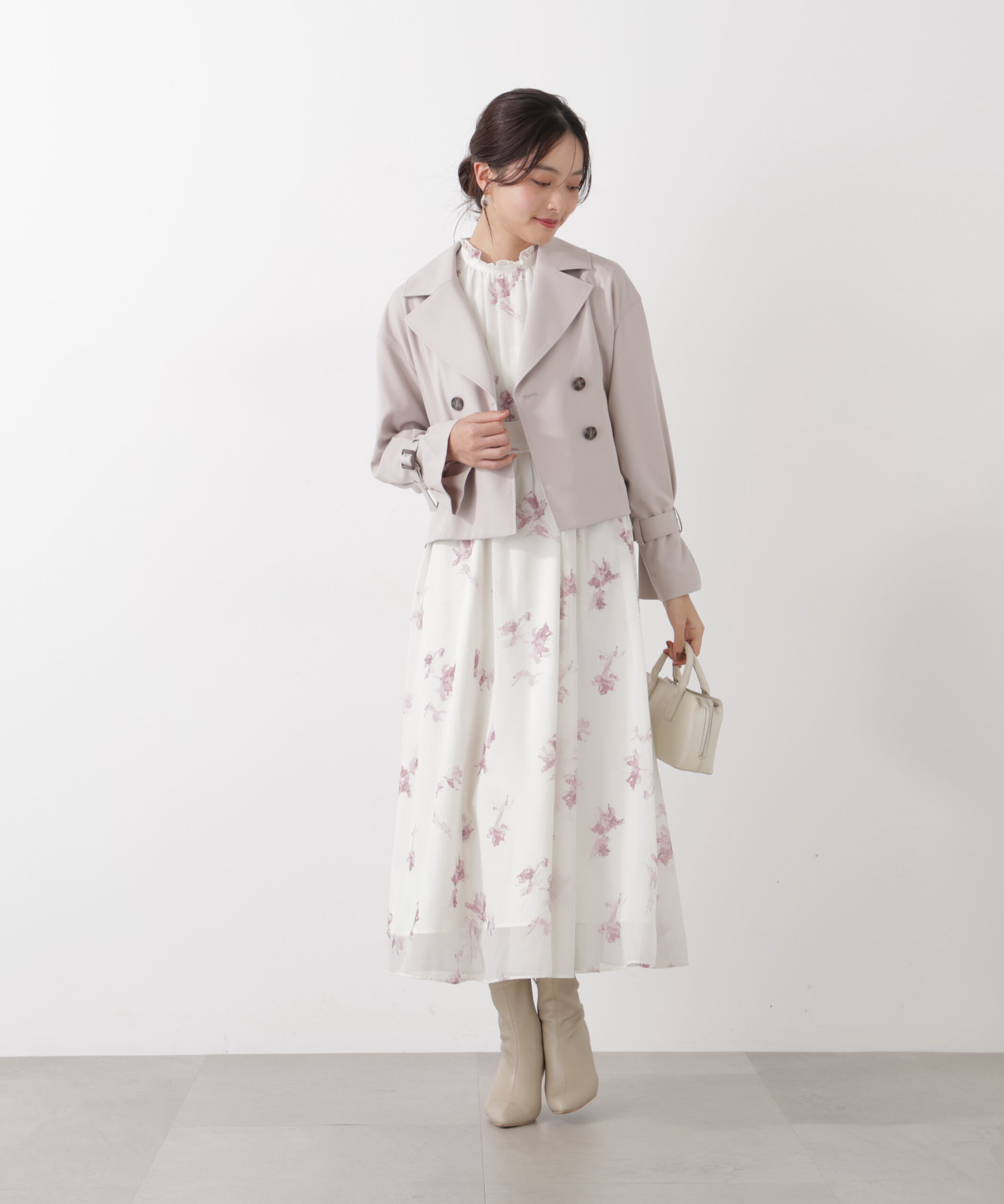 PROPORTION BODY DRESSING「花柄プリントギャザーワンピース」|ワンピース|