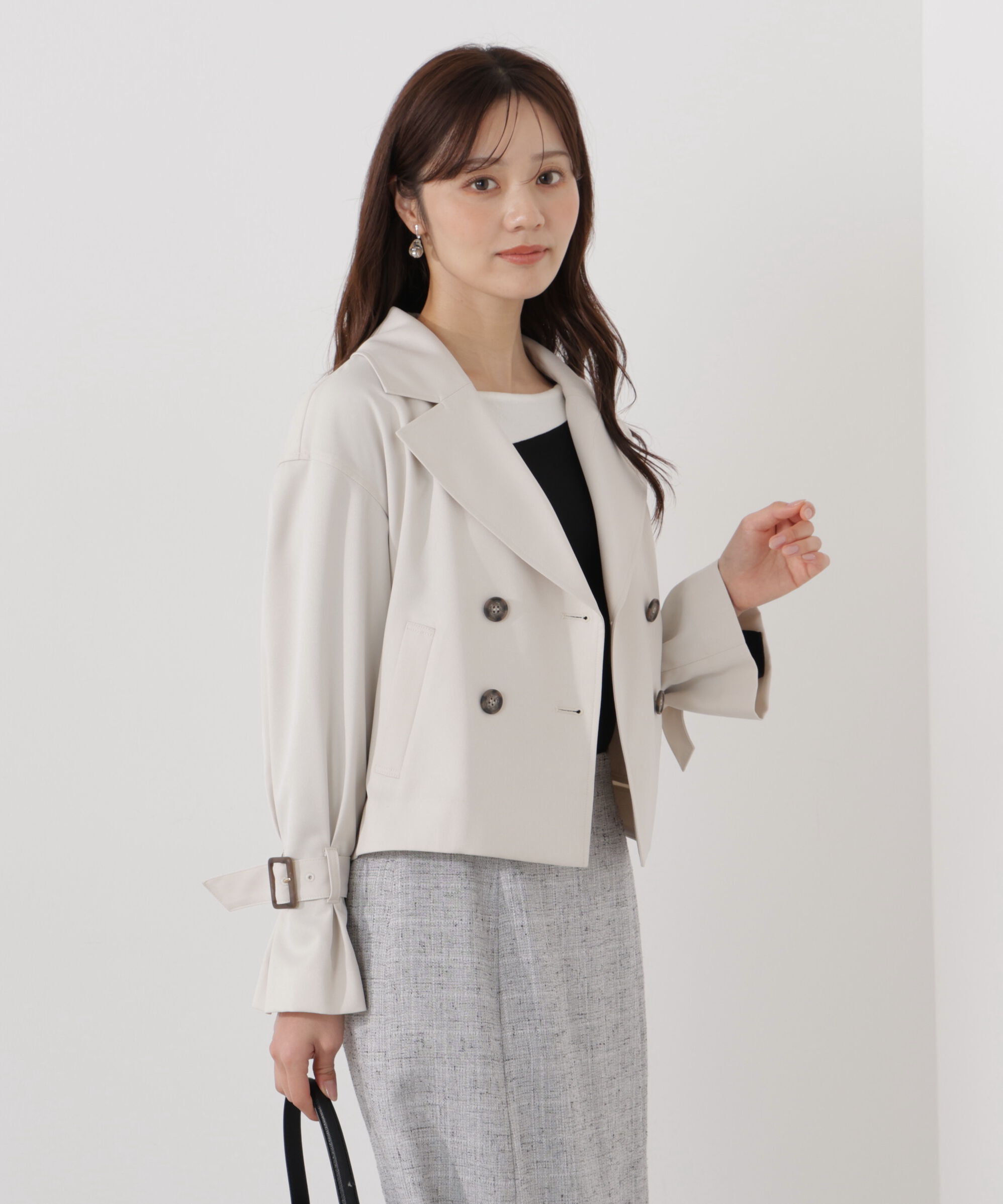 PROPORTION BODY DRESSING「＜防シワ/花粉リリース＞ショートトレンチコート」|ブルゾン・スタジャン|