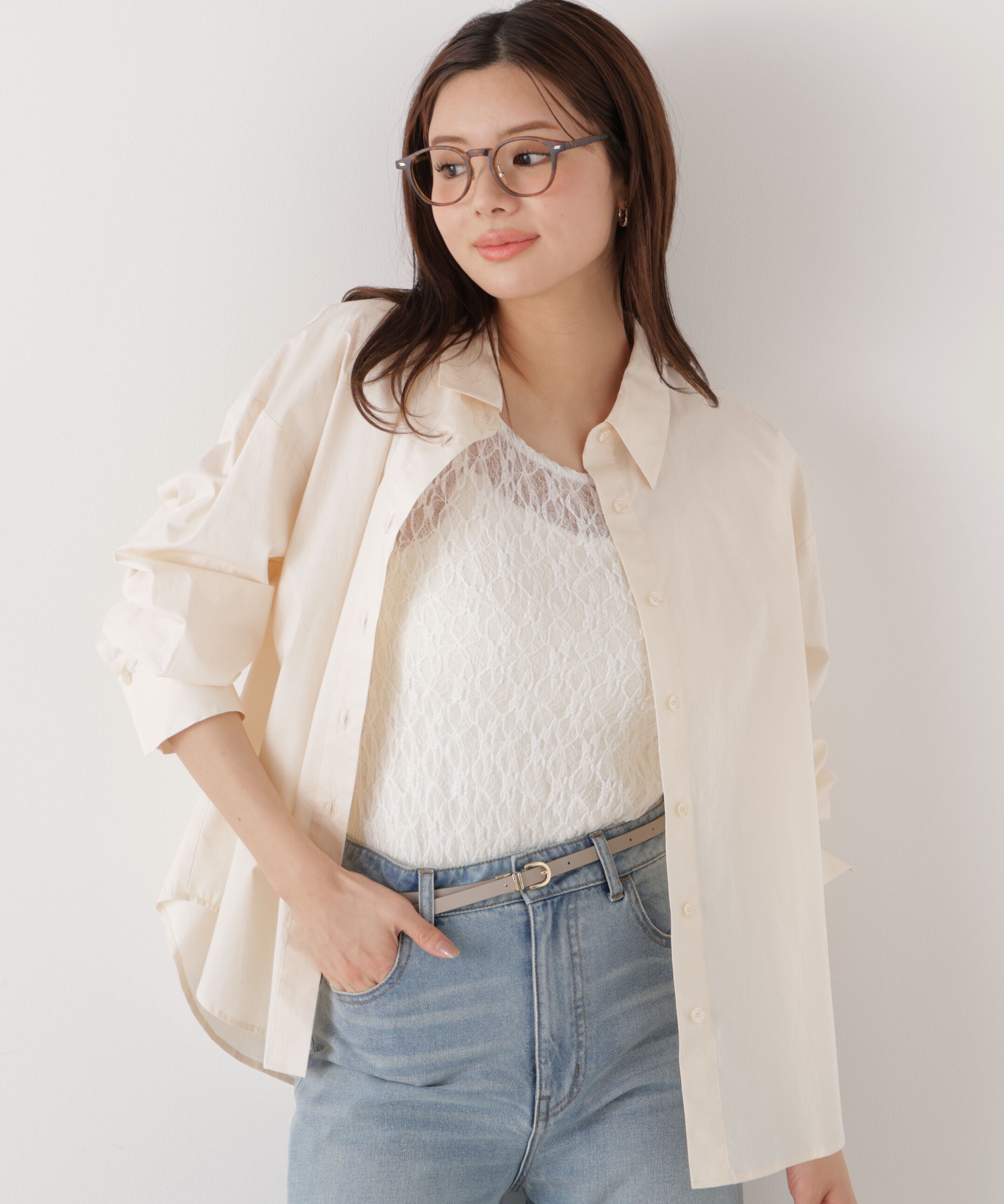 PROPORTION BODY DRESSING「〈a/mie〉オーバーシャツ　26SS」|シャツ・ブラウス|ピンクベージ