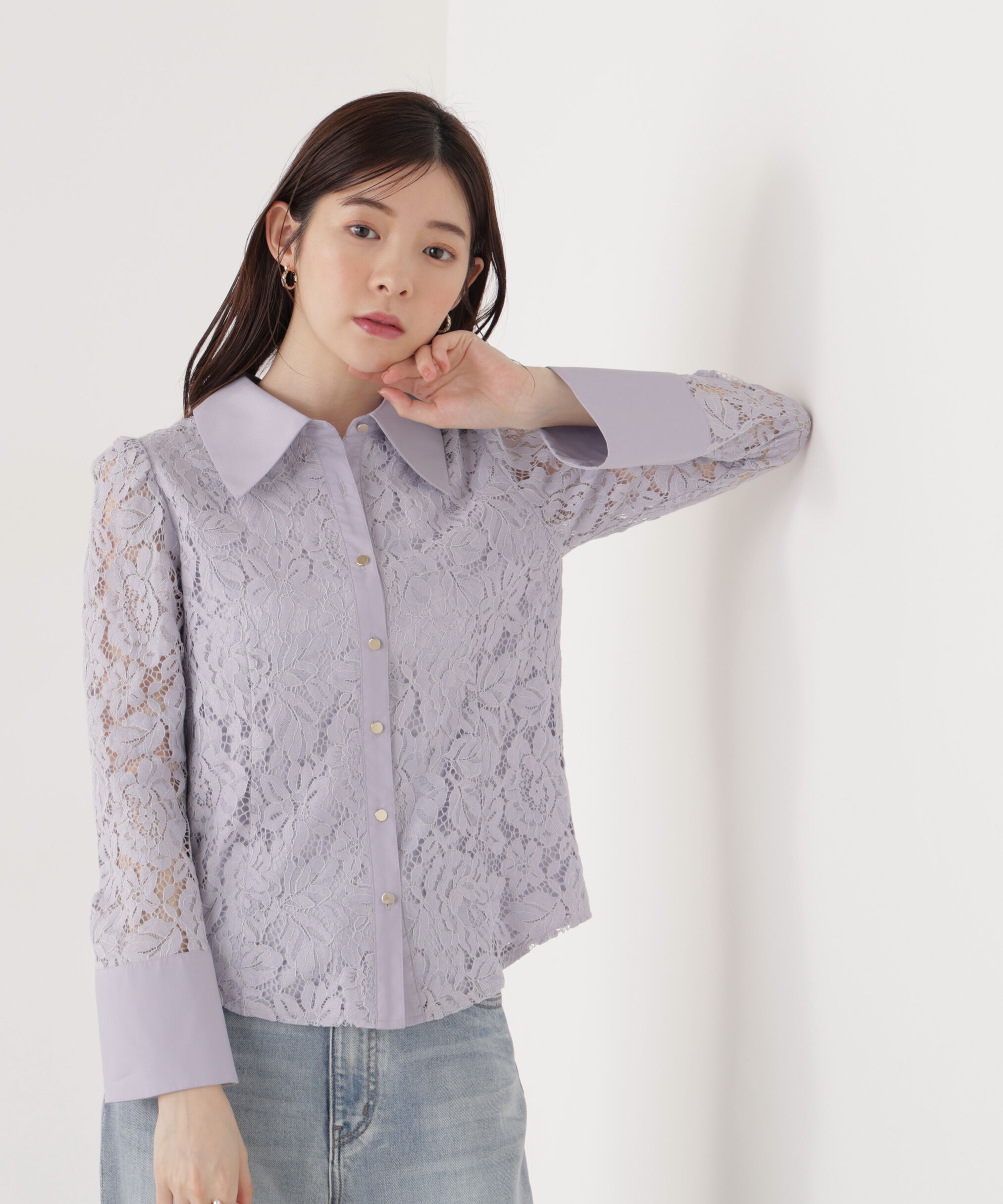 PROPORTION BODY DRESSING「ビッグ衿レースブラウス　26SS」|シャツ・ブラウス|