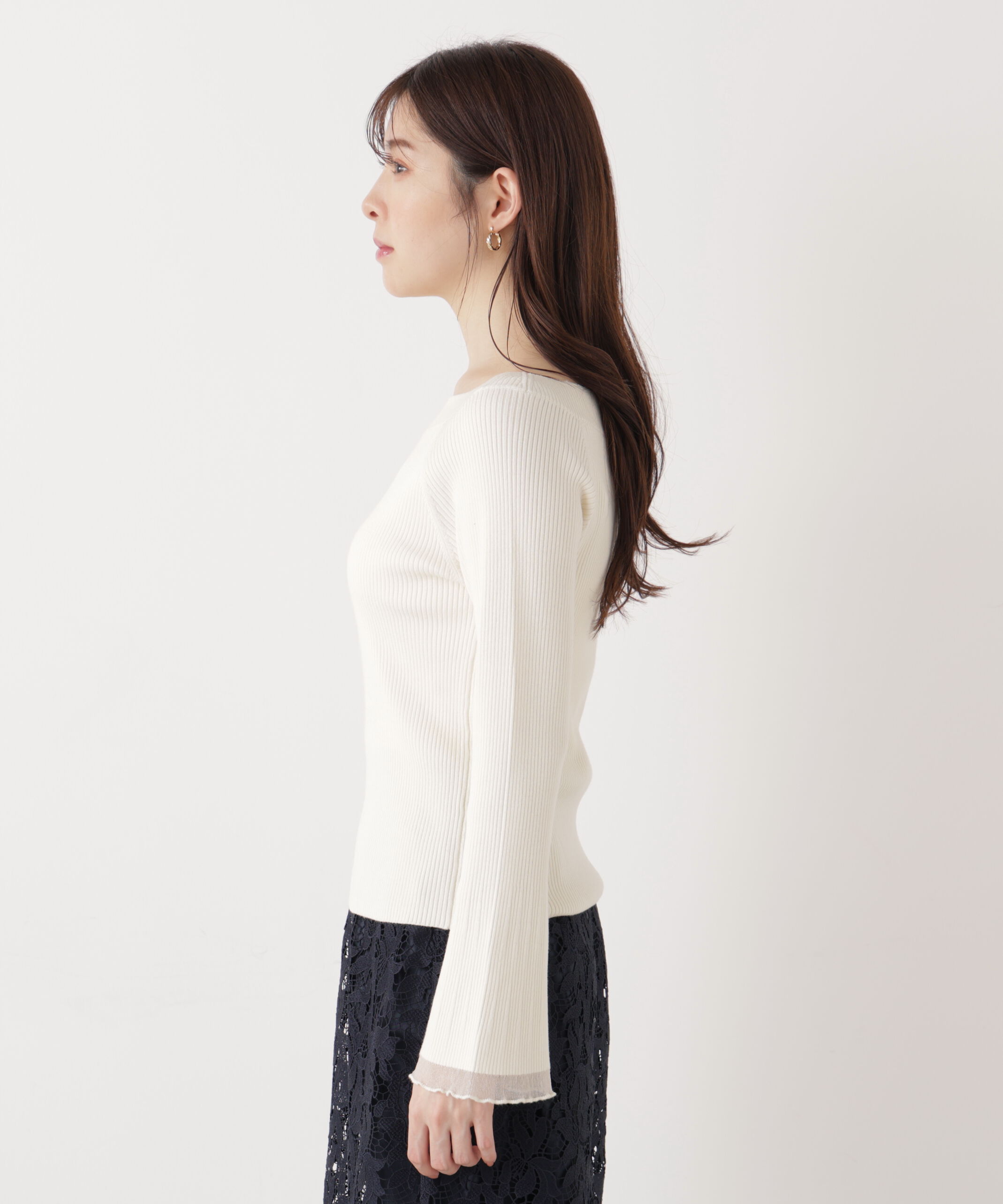 PROPORTION BODY DRESSING「シアー切り替えボートネックニット　26SS」|ニット・セーター|