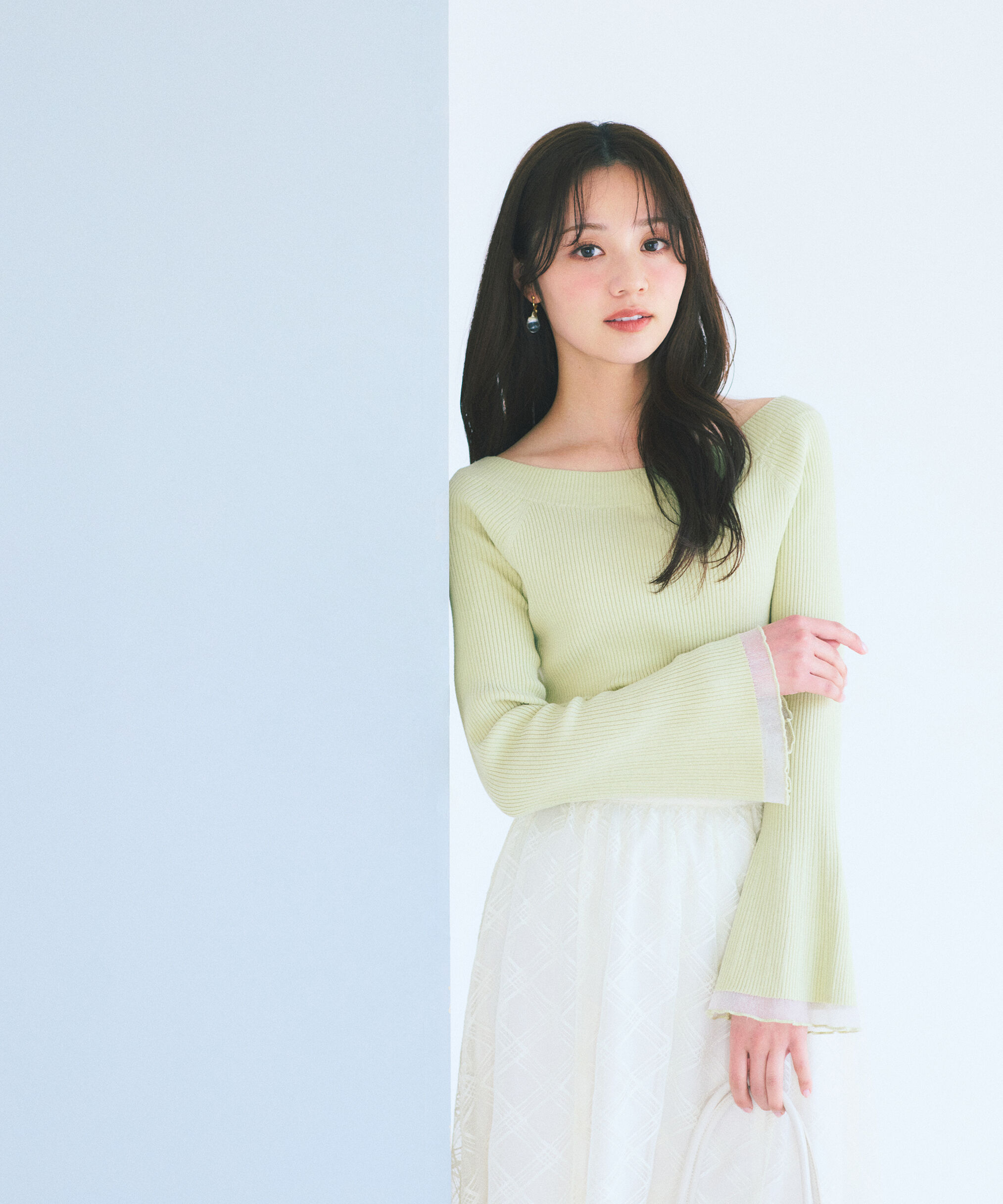 PROPORTION BODY DRESSING「シアー切り替えボートネックニット　26SS」|ニット・セーター|