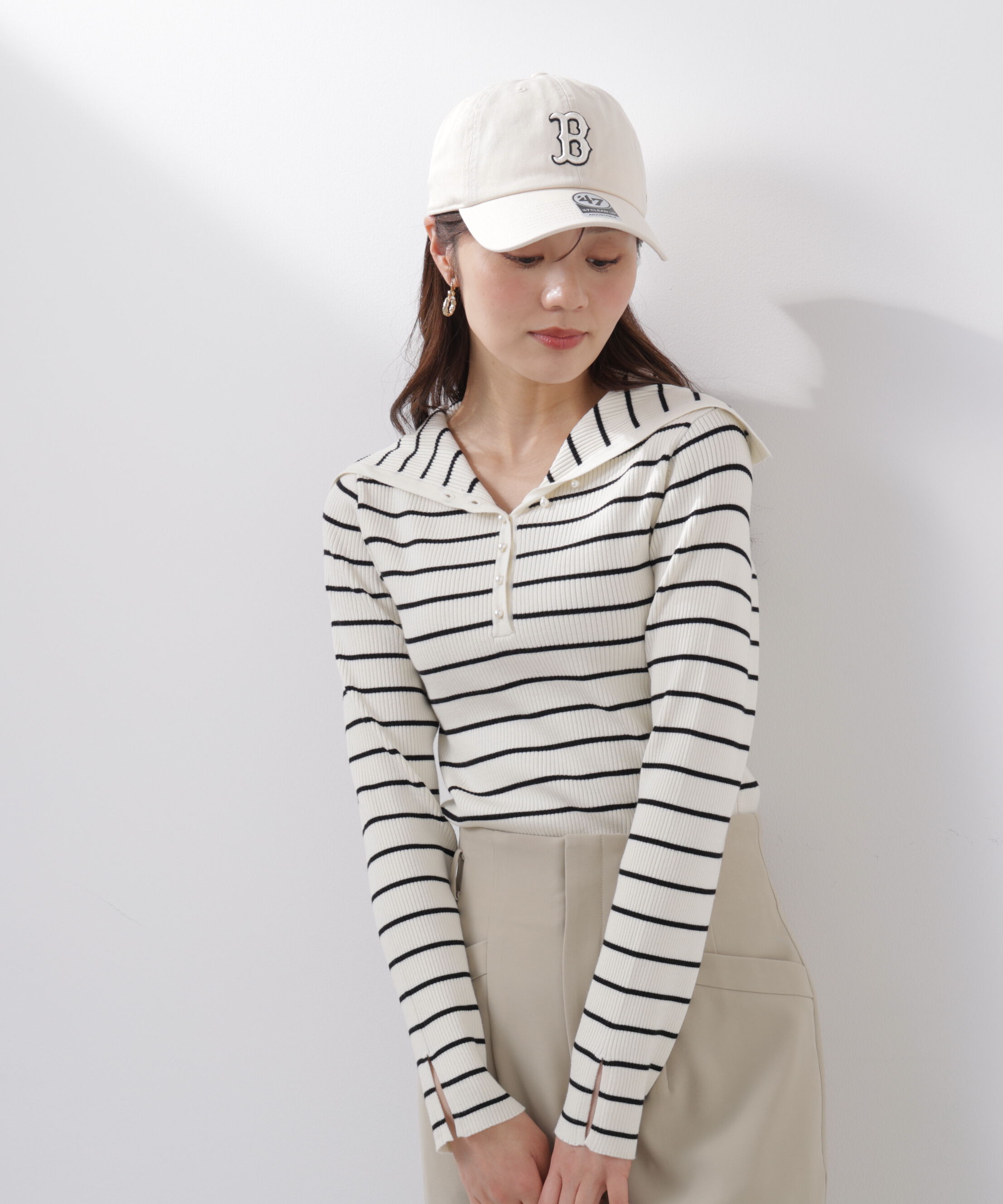 PROPORTION BODY DRESSING「〈a/mie〉ビッグカラーリブニット　　26SS」|カーディガン|