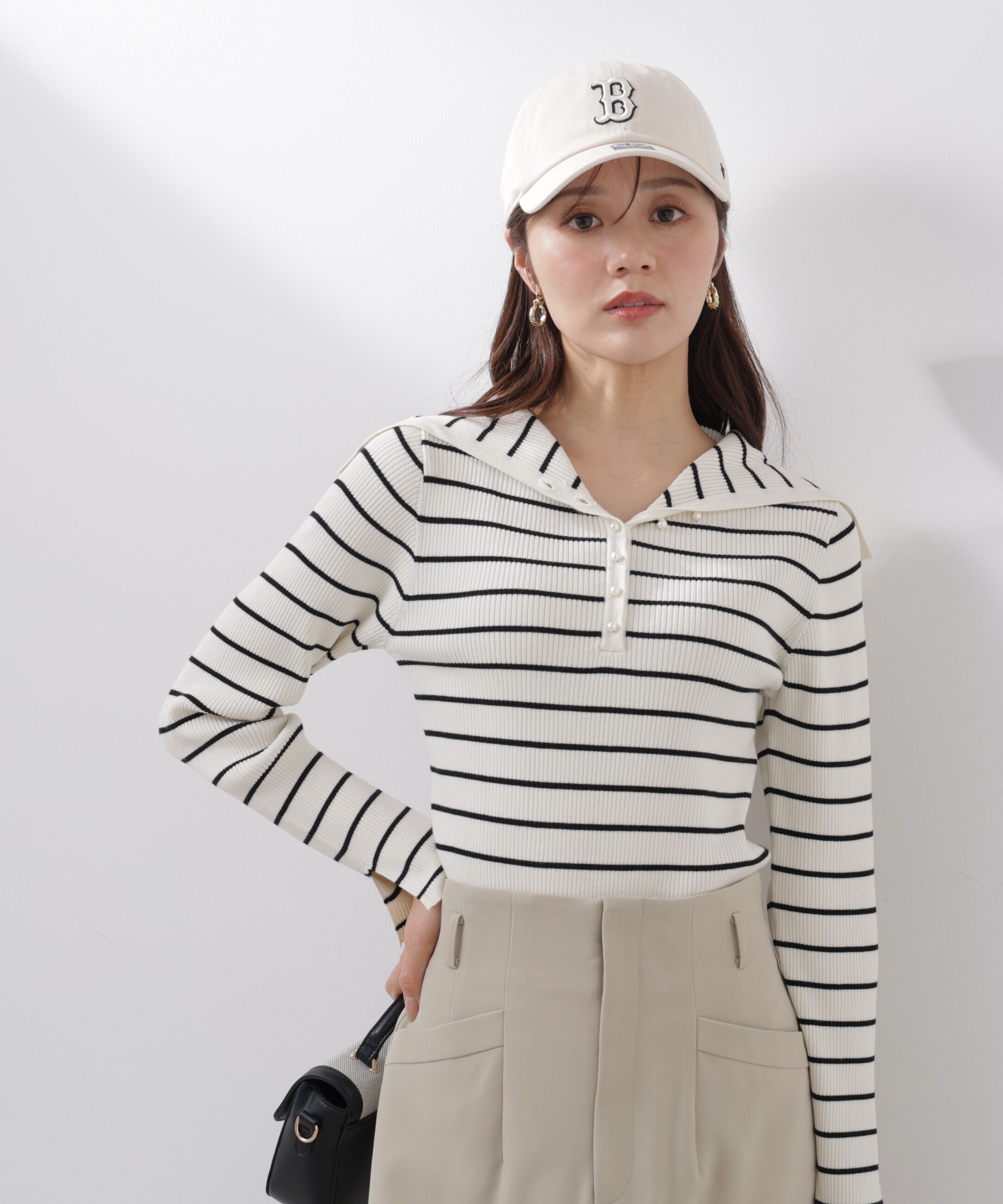 PROPORTION BODY DRESSING「〈a/mie〉ビッグカラーリブニット　　26SS」|カーディガン|