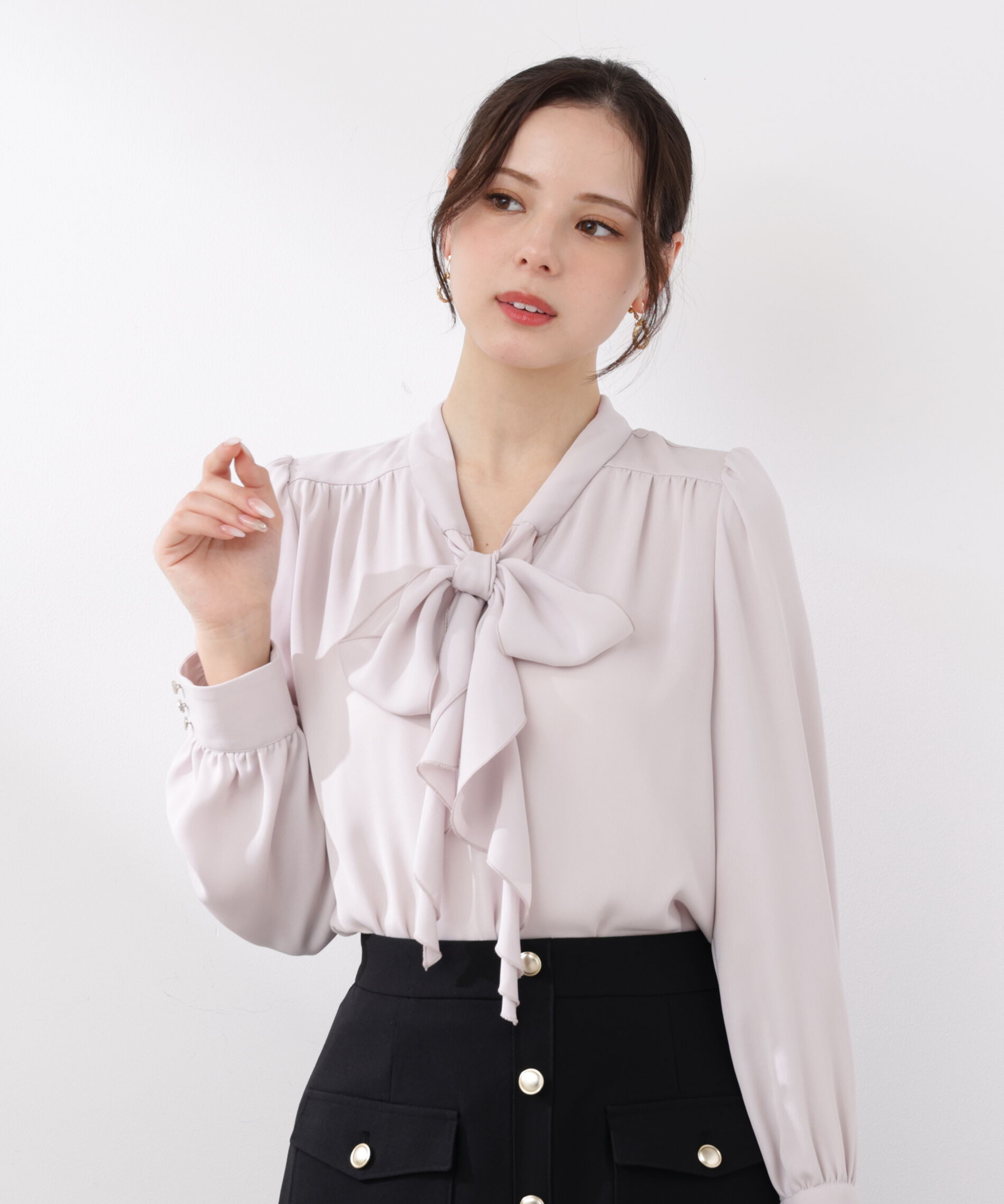 PROPORTION BODY DRESSING「ラッフルリボンブラウス　26SS」|シャツ・ブラウス|ピンク