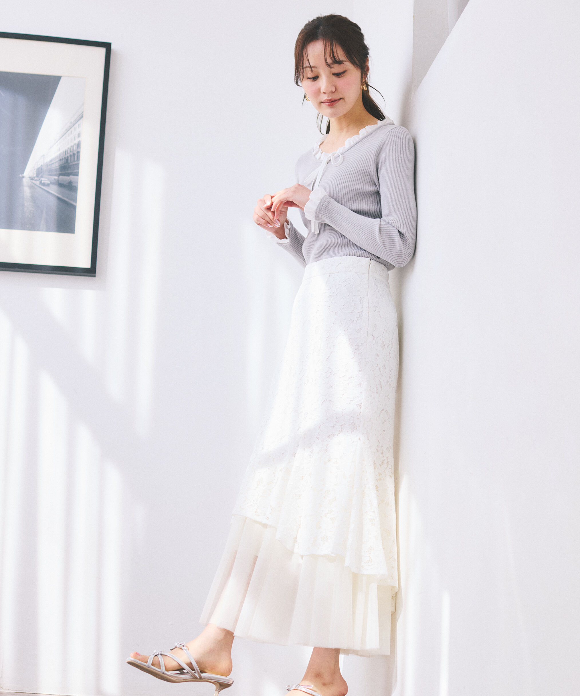 PROPORTION BODY DRESSING「チュールドッキングレーススカート　26SS」|スカート|