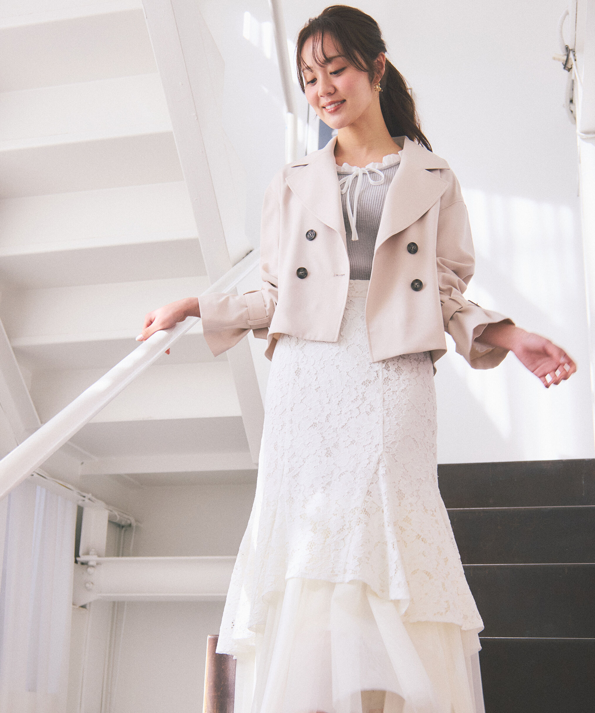 PROPORTION BODY DRESSING「チュールドッキングレーススカート　26SS」|スカート|