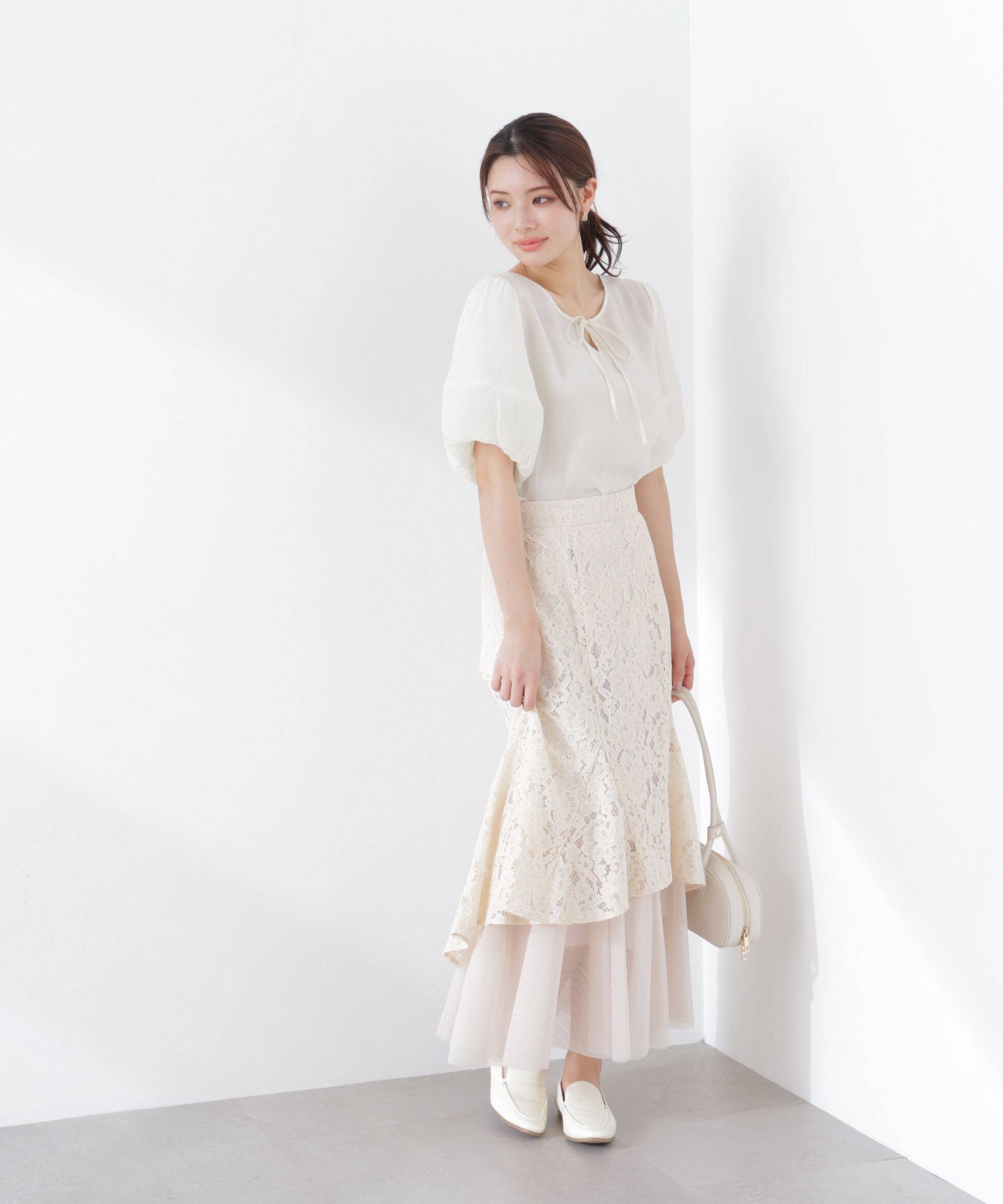 PROPORTION BODY DRESSING「チュールドッキングレーススカート　26SS」|スカート|