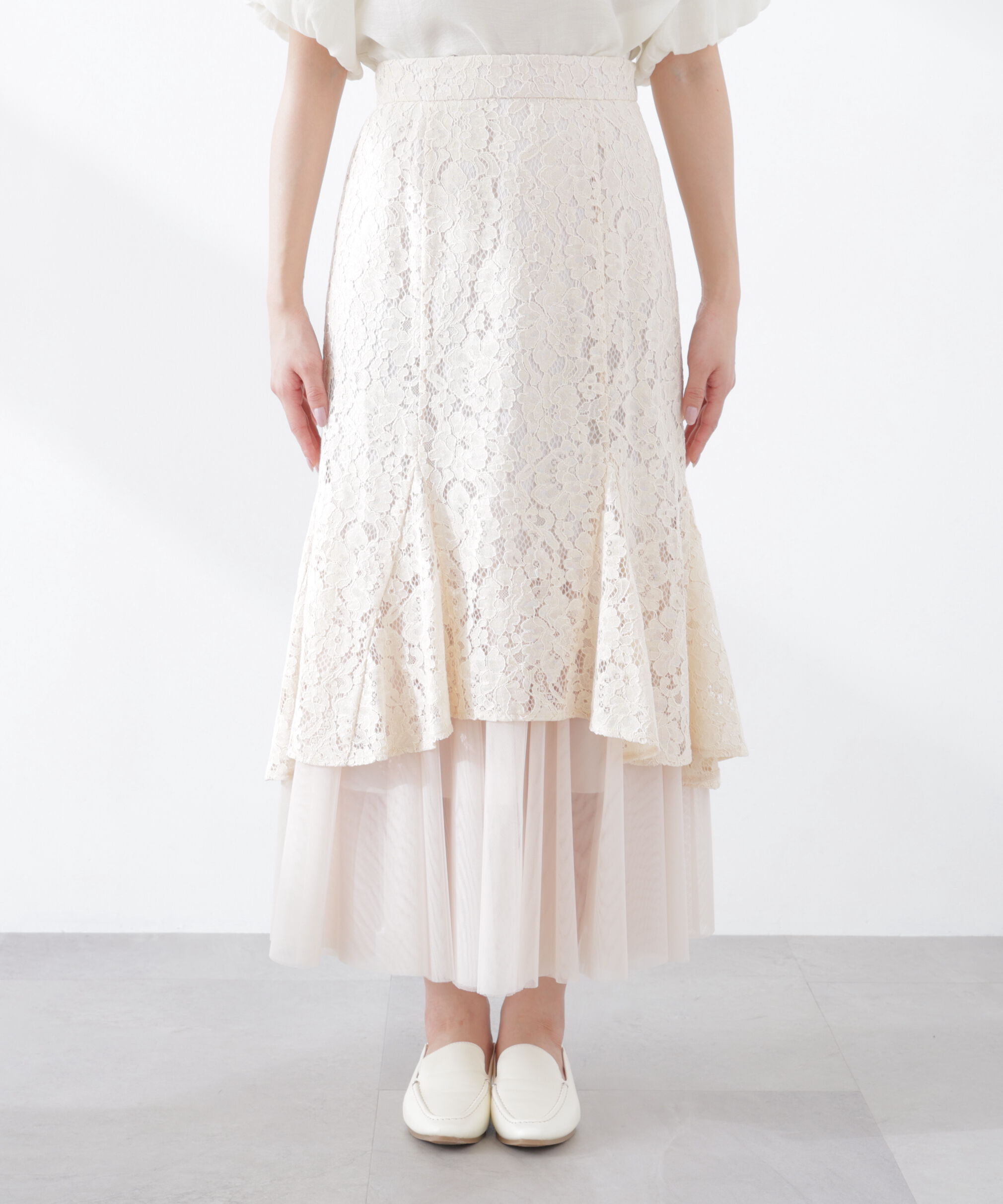 PROPORTION BODY DRESSING「チュールドッキングレーススカート　26SS」|スカート|