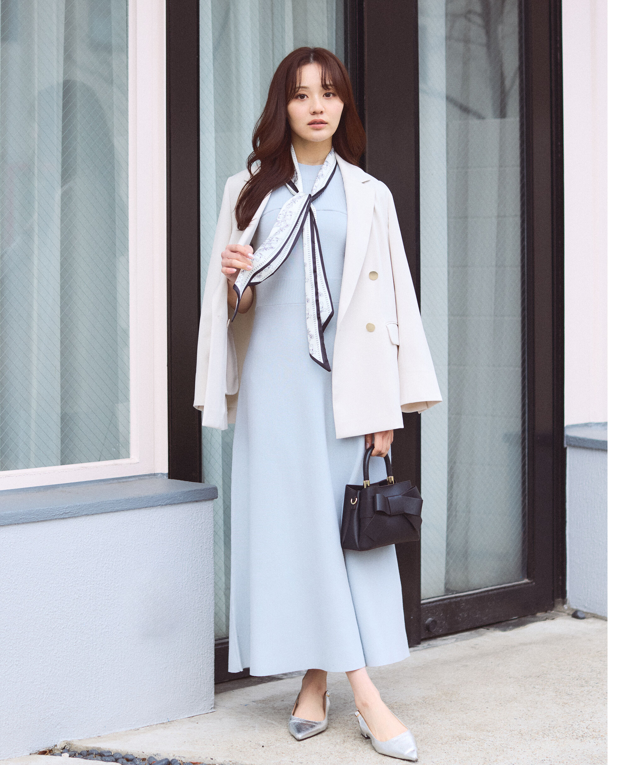 PROPORTION BODY DRESSING「スカーフ付きニットワンピース　26SS」|ワンピース|