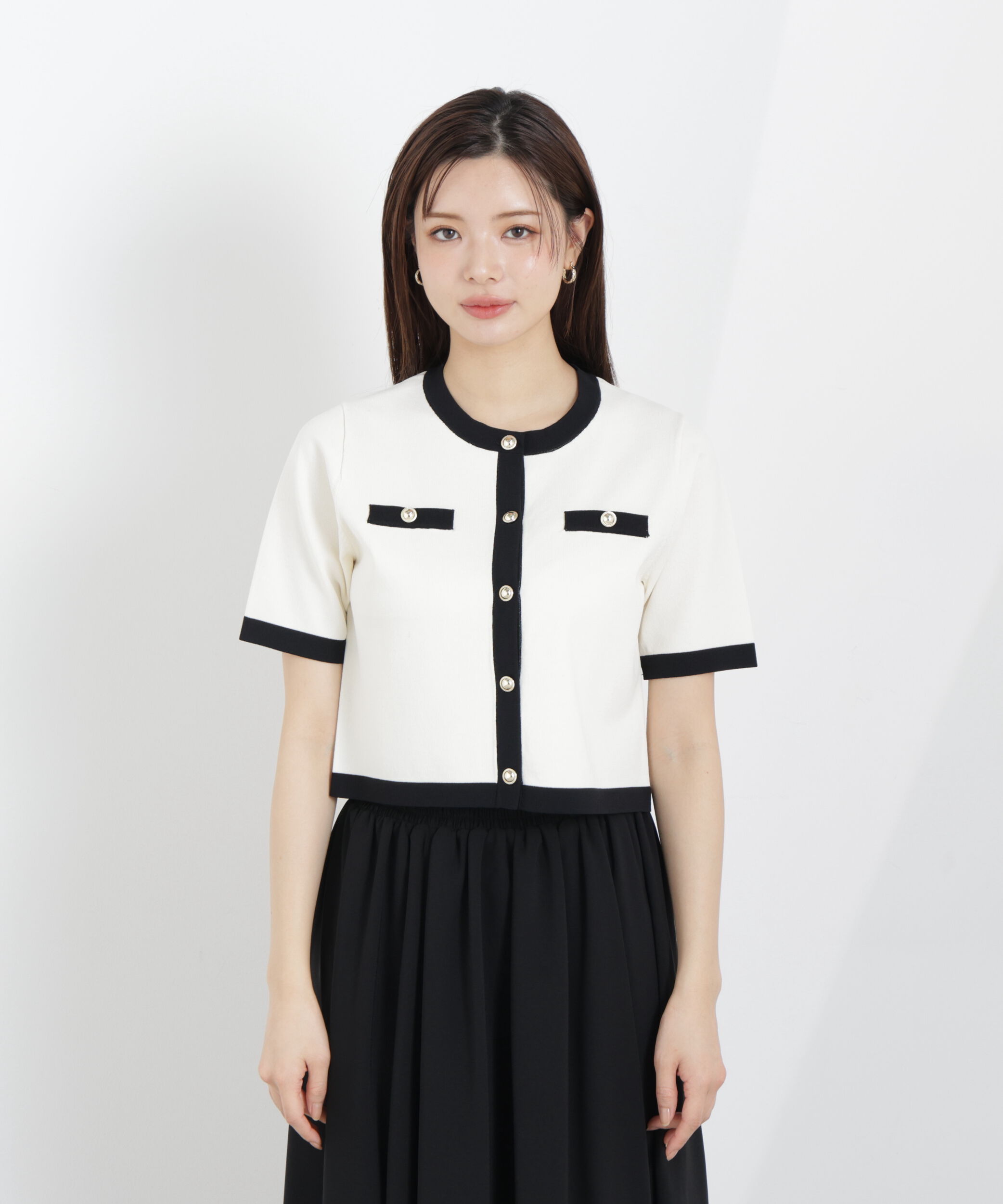 PROPORTION BODY DRESSING「ハーフスリーブバイカラーニットカーディガン　26SS」|カーディガン|