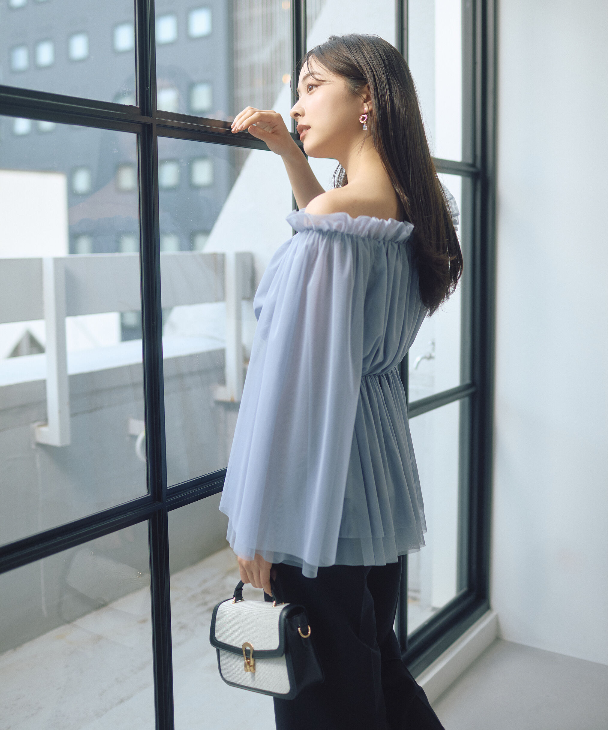 PROPORTION BODY DRESSING「＜明日香さんコラボ＞チュールスリーブフレアブラウス　26SS」|シャツ・ブラウス|