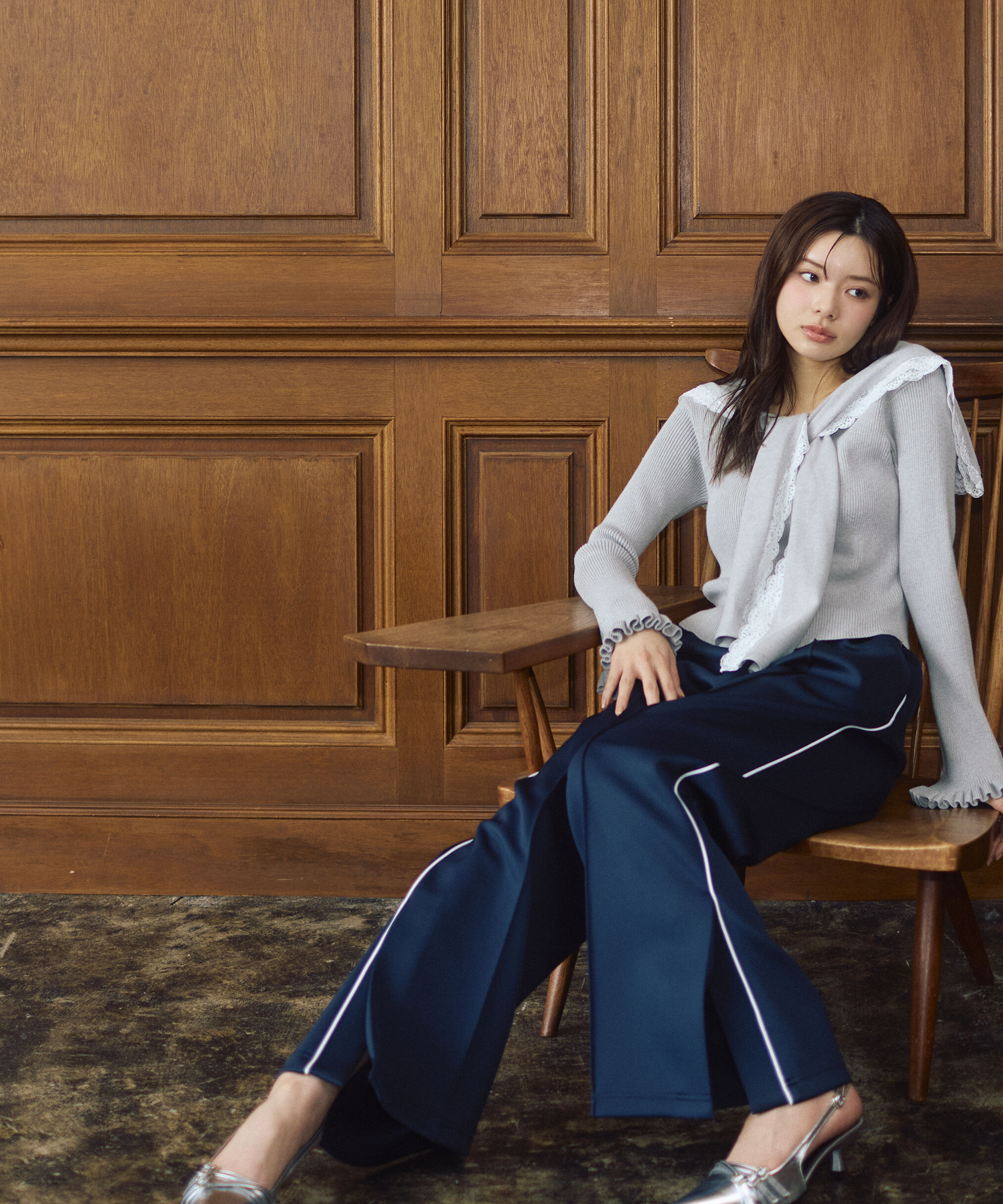 PROPORTION BODY DRESSING「＜新津のんさんコラボ＞〈a/mie〉トラックパンツ 26SS」|その他|ネイビー