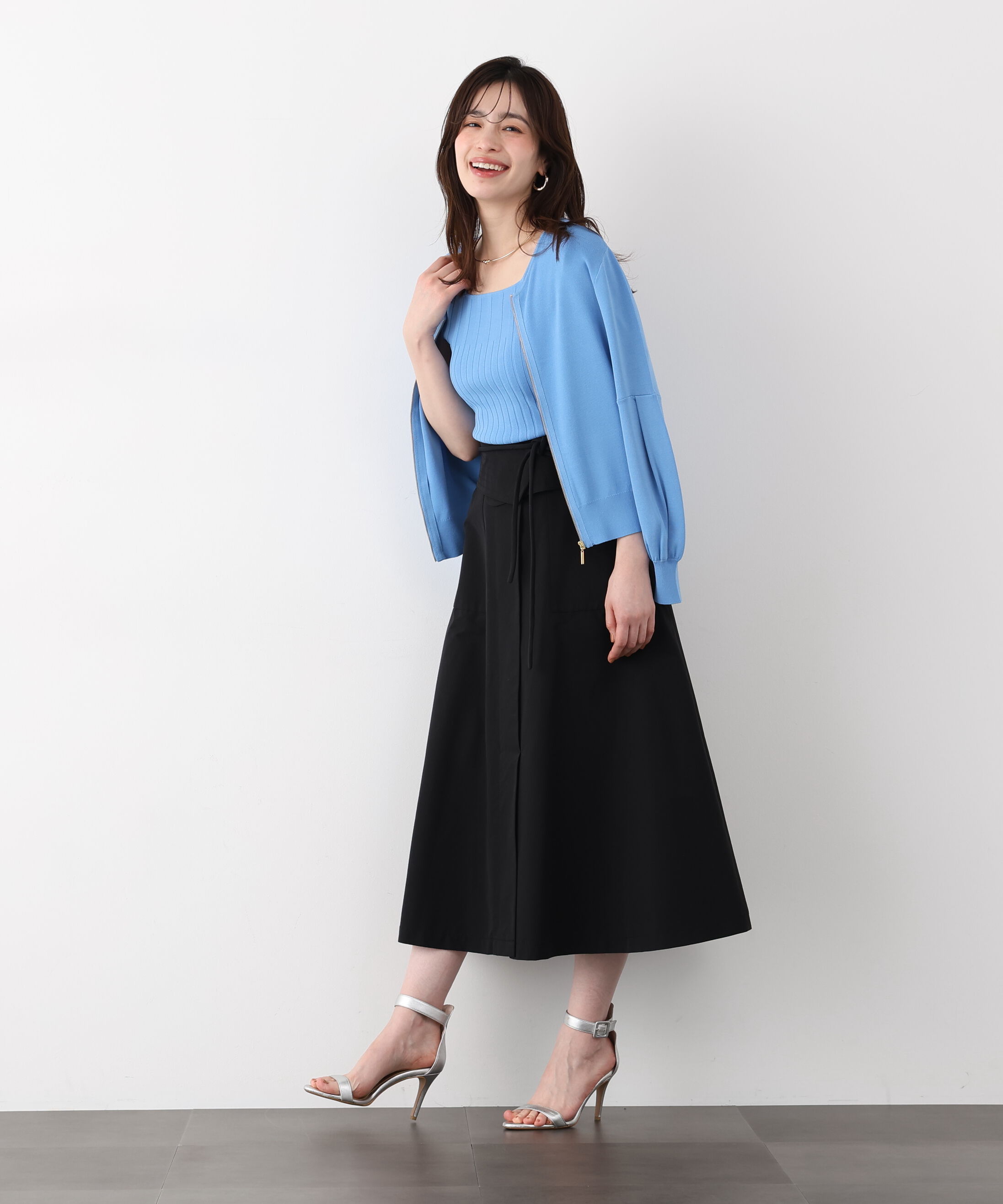  「ステッチベルトフレアースカート」|スカート|