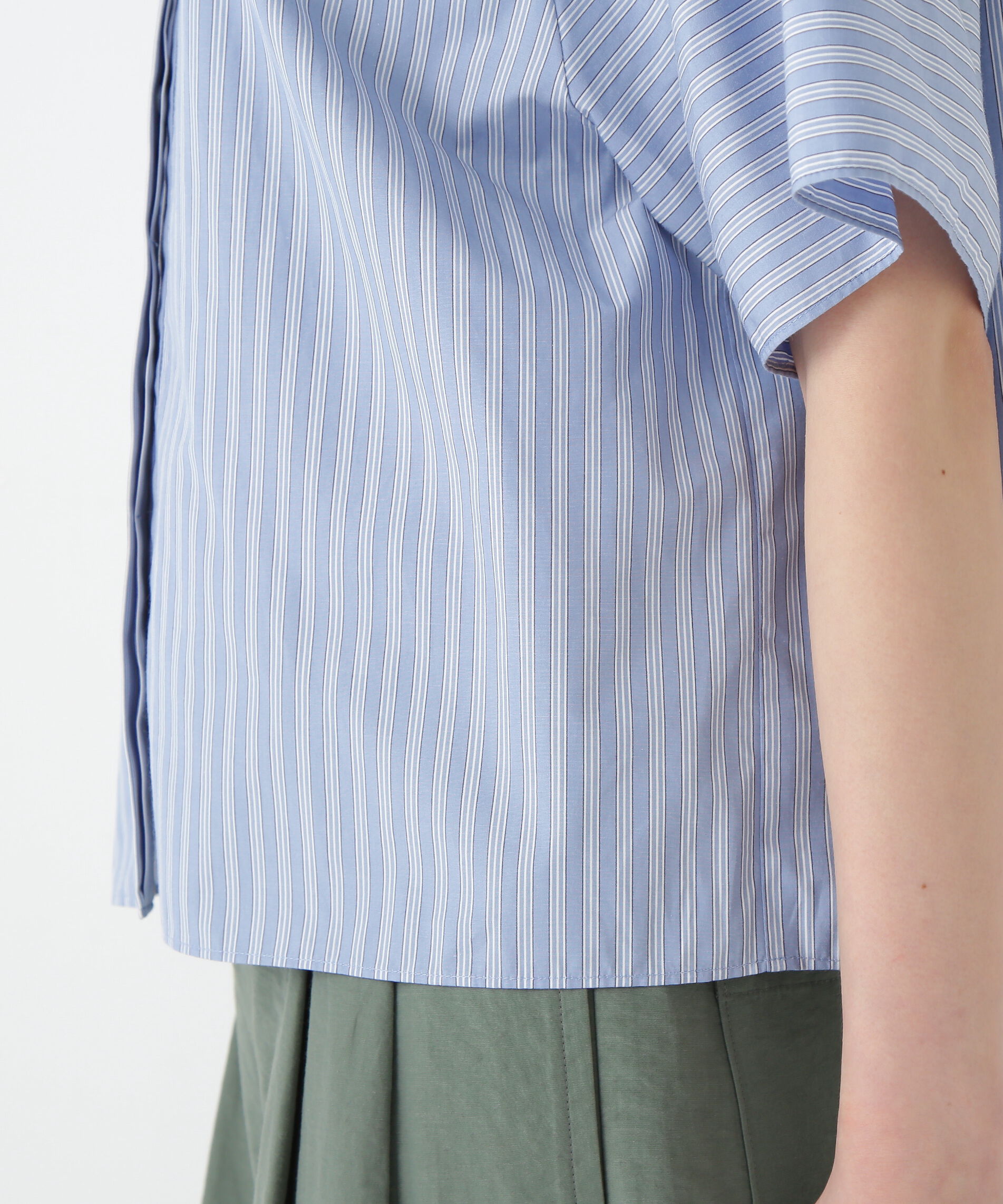  「◆ストライプローン６分袖ブラウス」|シャツ・ブラウス|