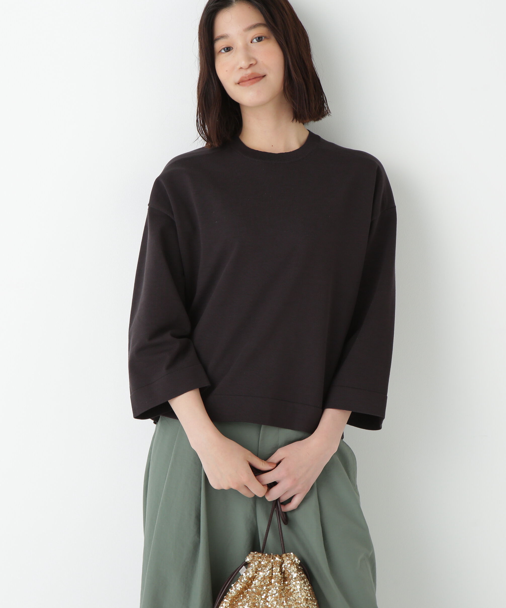  「◆オーガニックコットン混プレーティングプルオーバー」|ニット・セーター|ダークブラウ