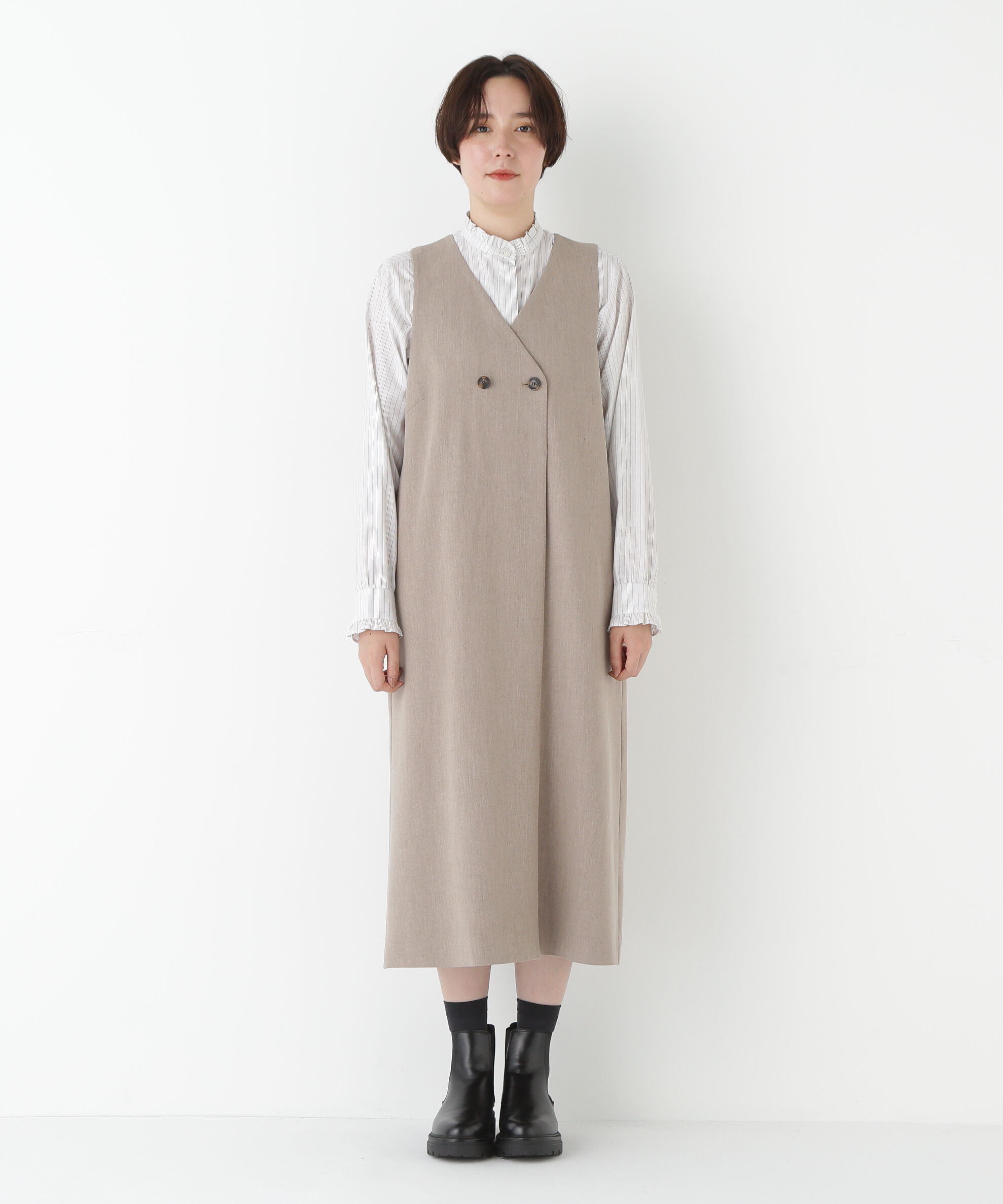  「◆ＴＲストレッチＶネックジャンスカ」|ワンピース|