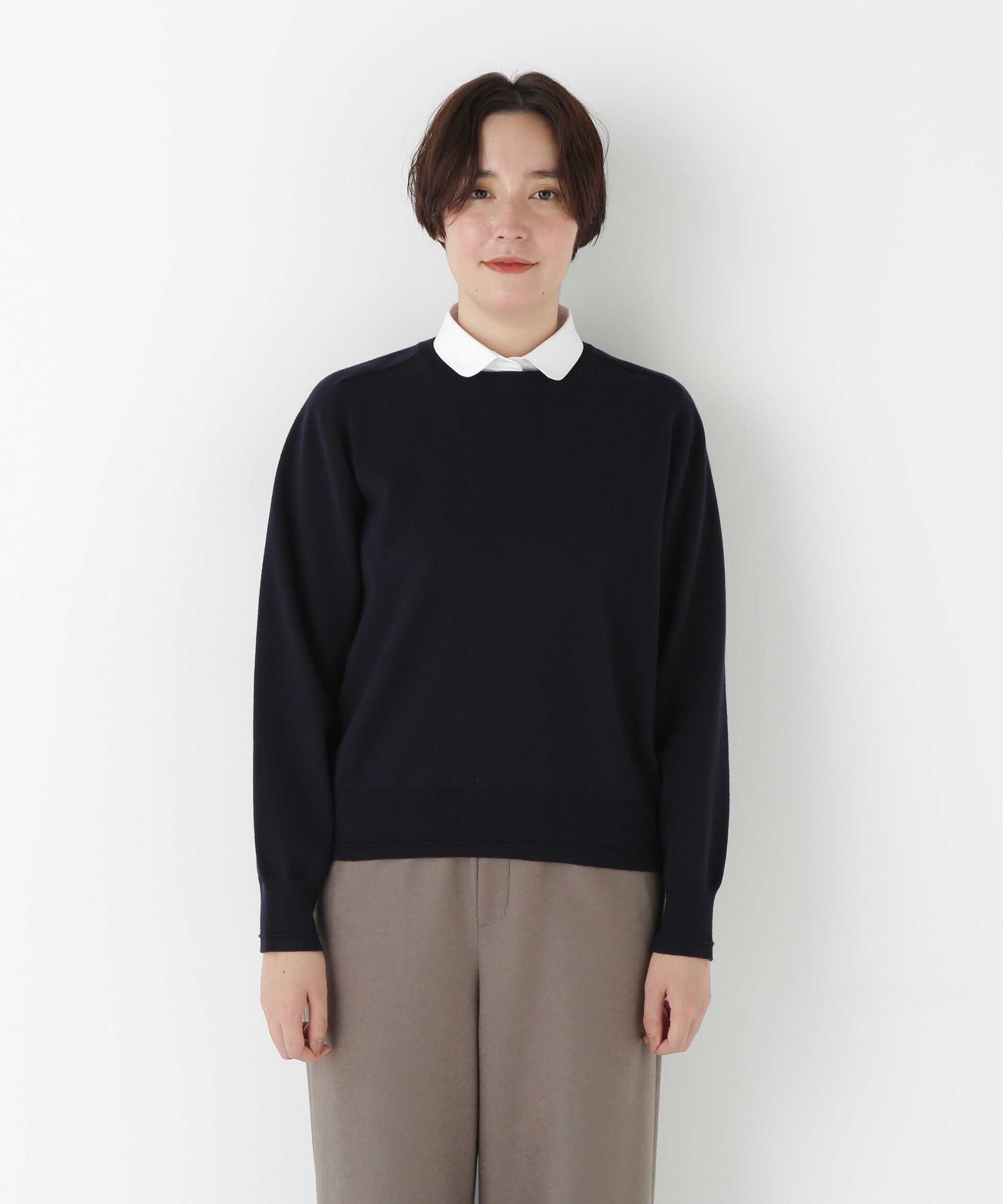  「◆ウールコットンシャツカラーニット」|ニット・セーター|