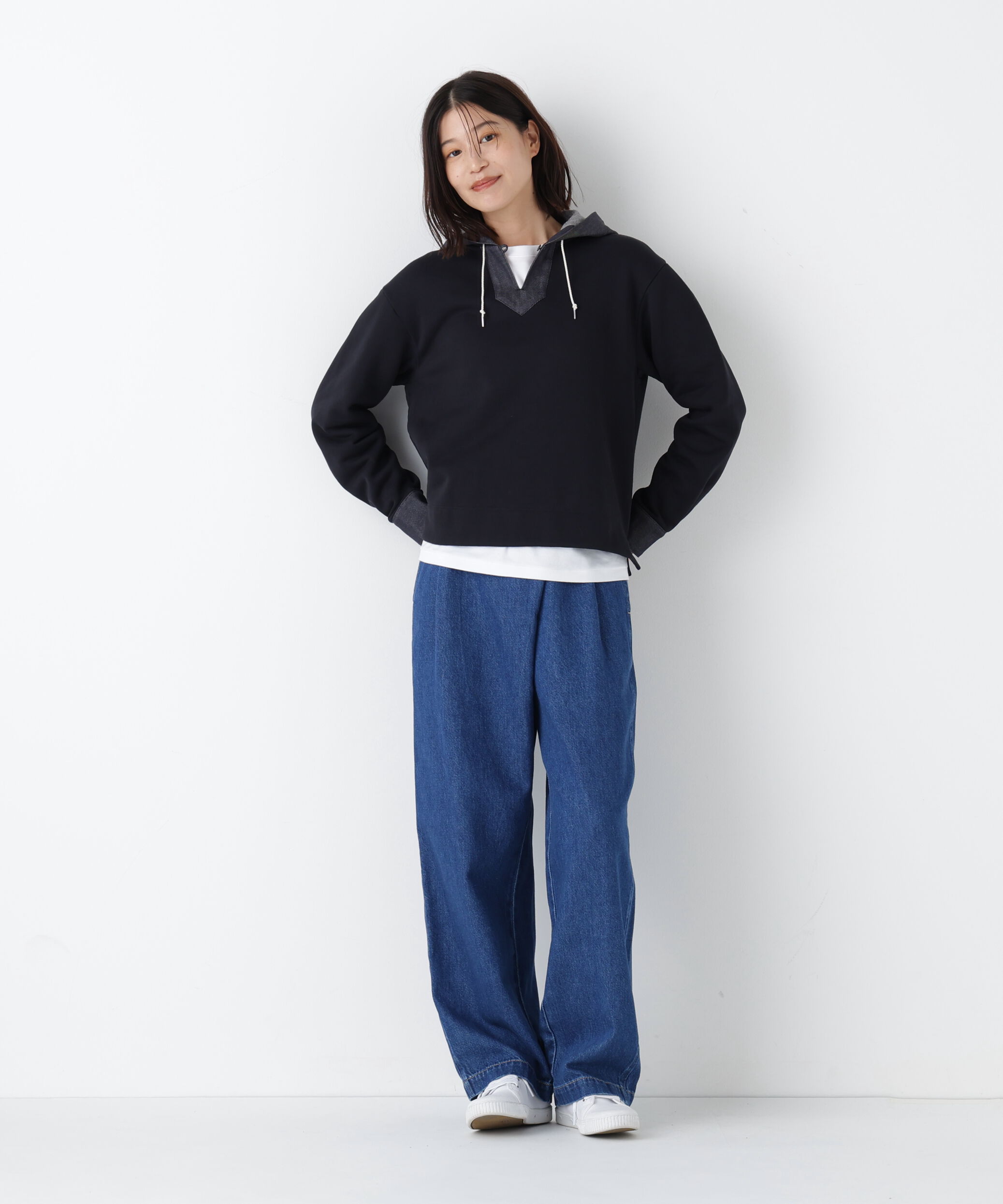  「◆デニムドッキングフーディープルオーバー」|Tシャツ・カットソー|