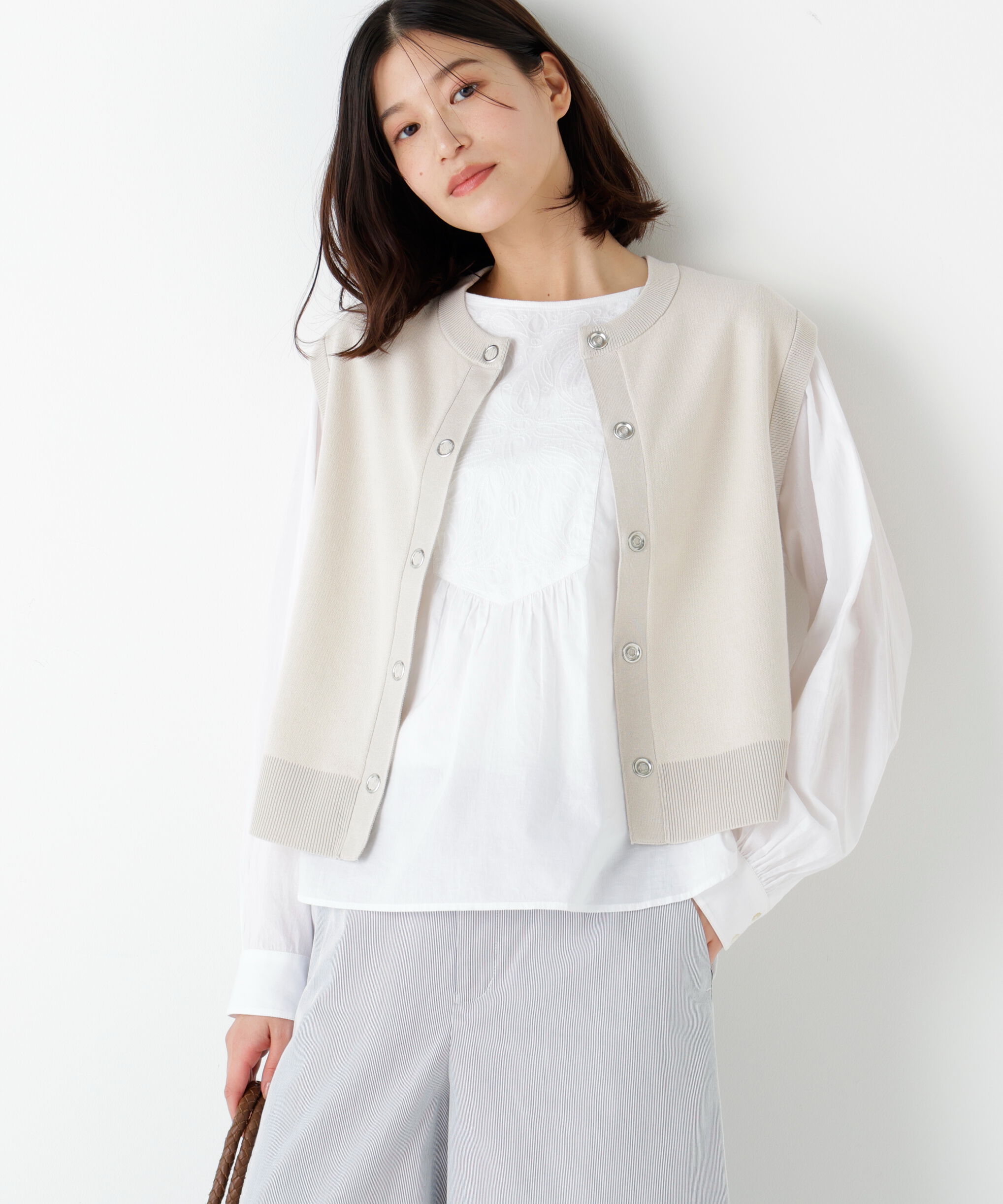  「◆ハイツイストコットン混ジャカードベスト」|ニット・セーター|