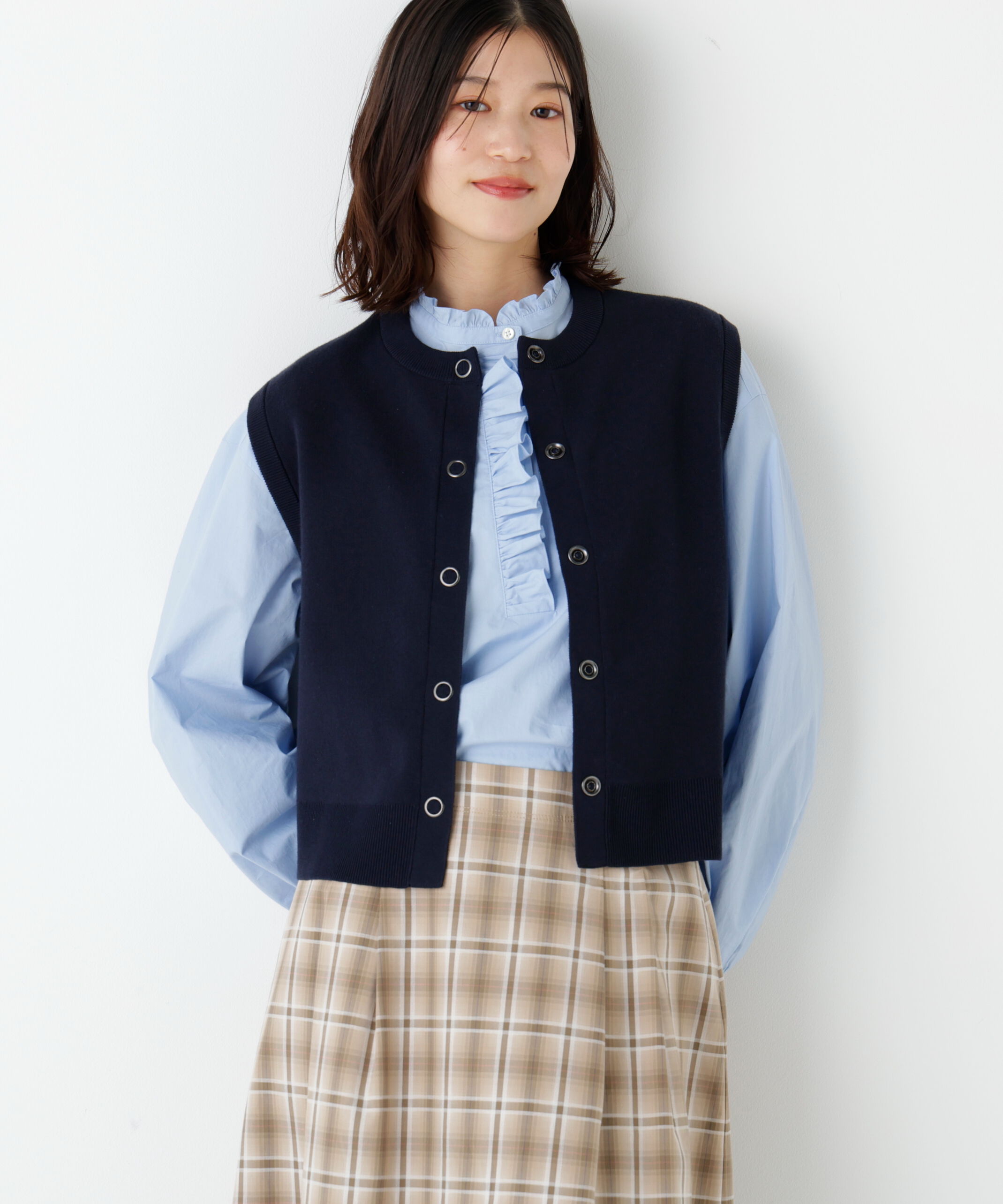  「◆ハイツイストコットン混ジャカードベスト」|ニット・セーター|