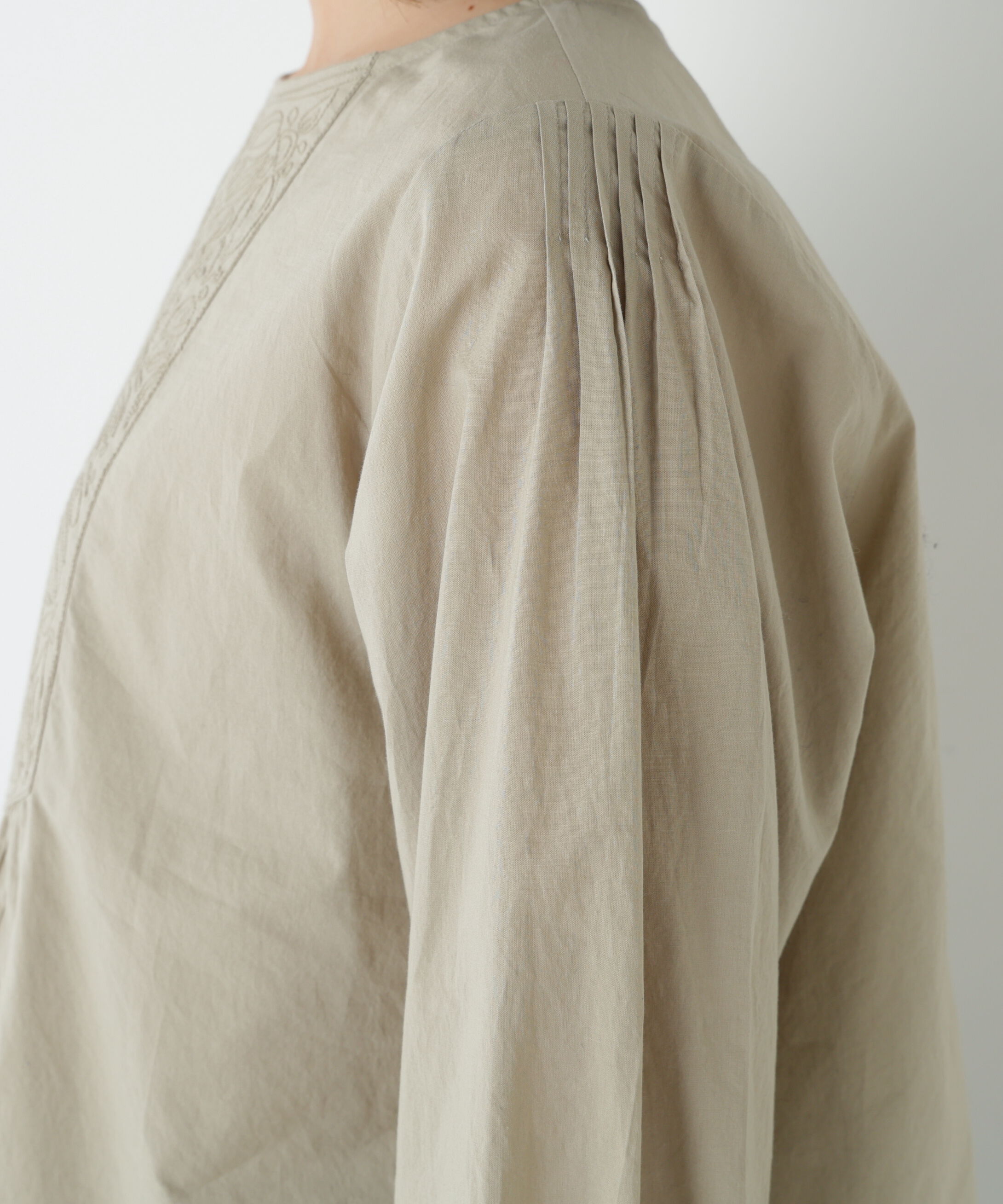  「◆インドキルトヨークノーカラーブラウス」|シャツ・ブラウス|