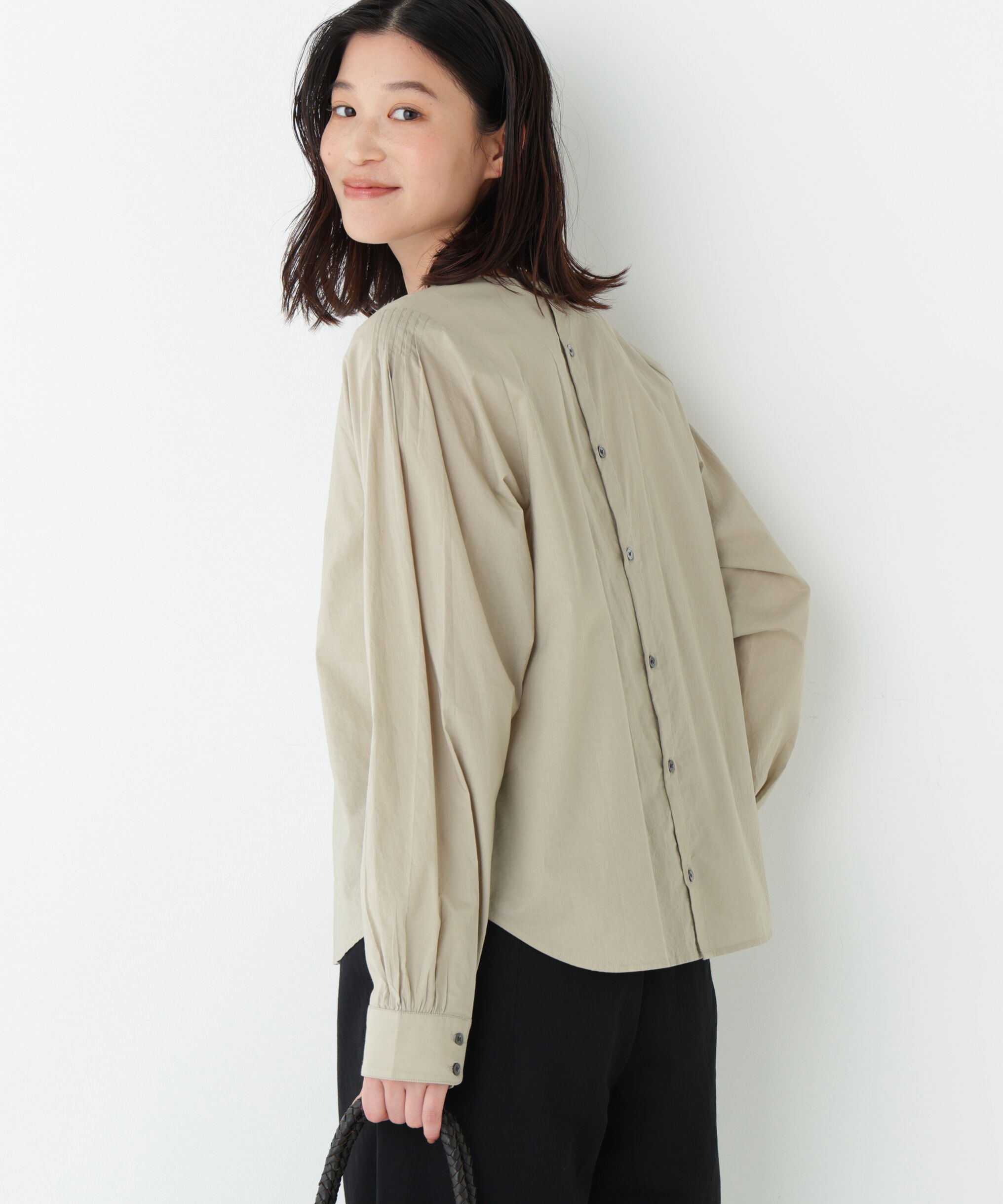  「◆インドキルトヨークノーカラーブラウス」|シャツ・ブラウス|