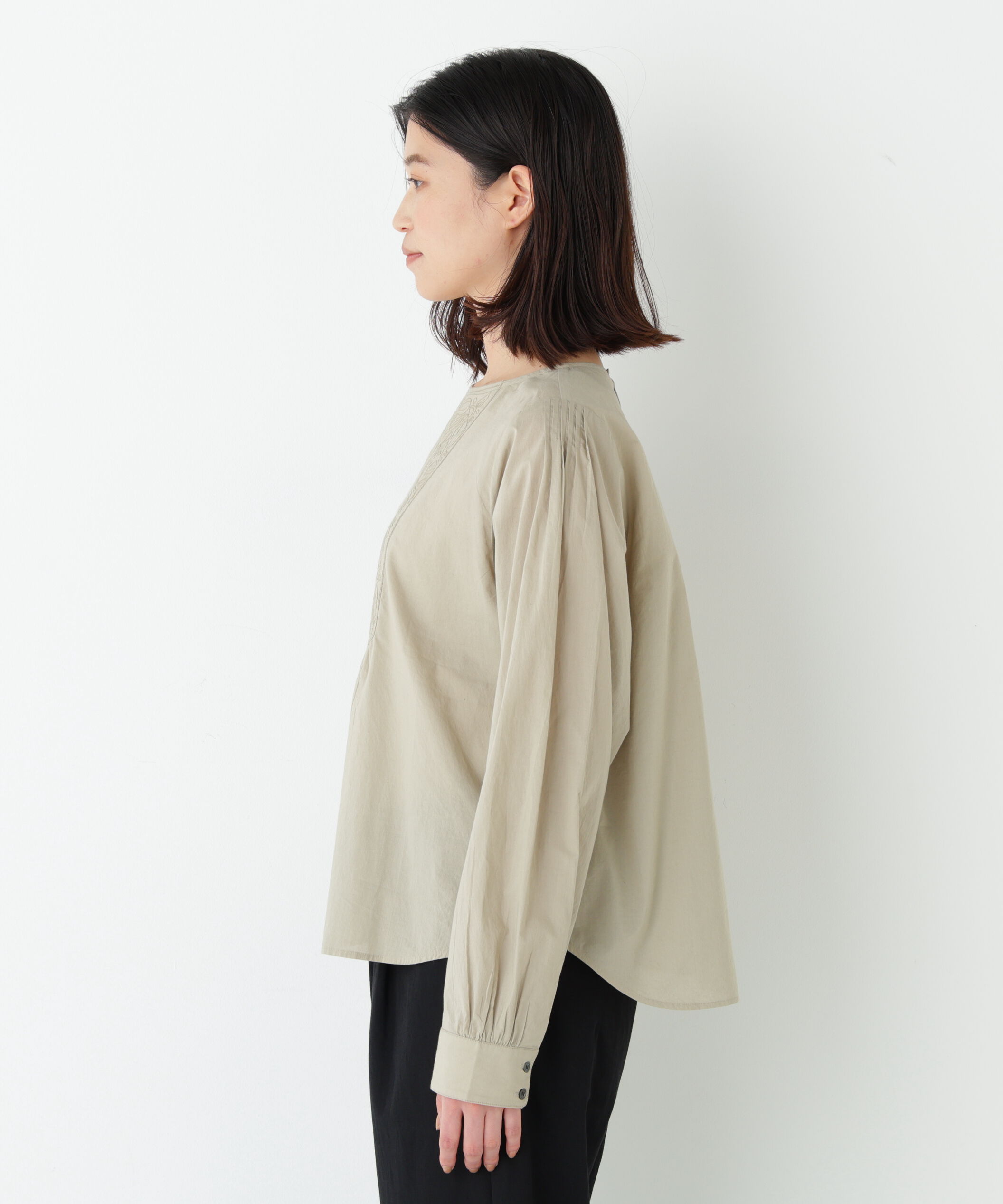  「◆インドキルトヨークノーカラーブラウス」|シャツ・ブラウス|