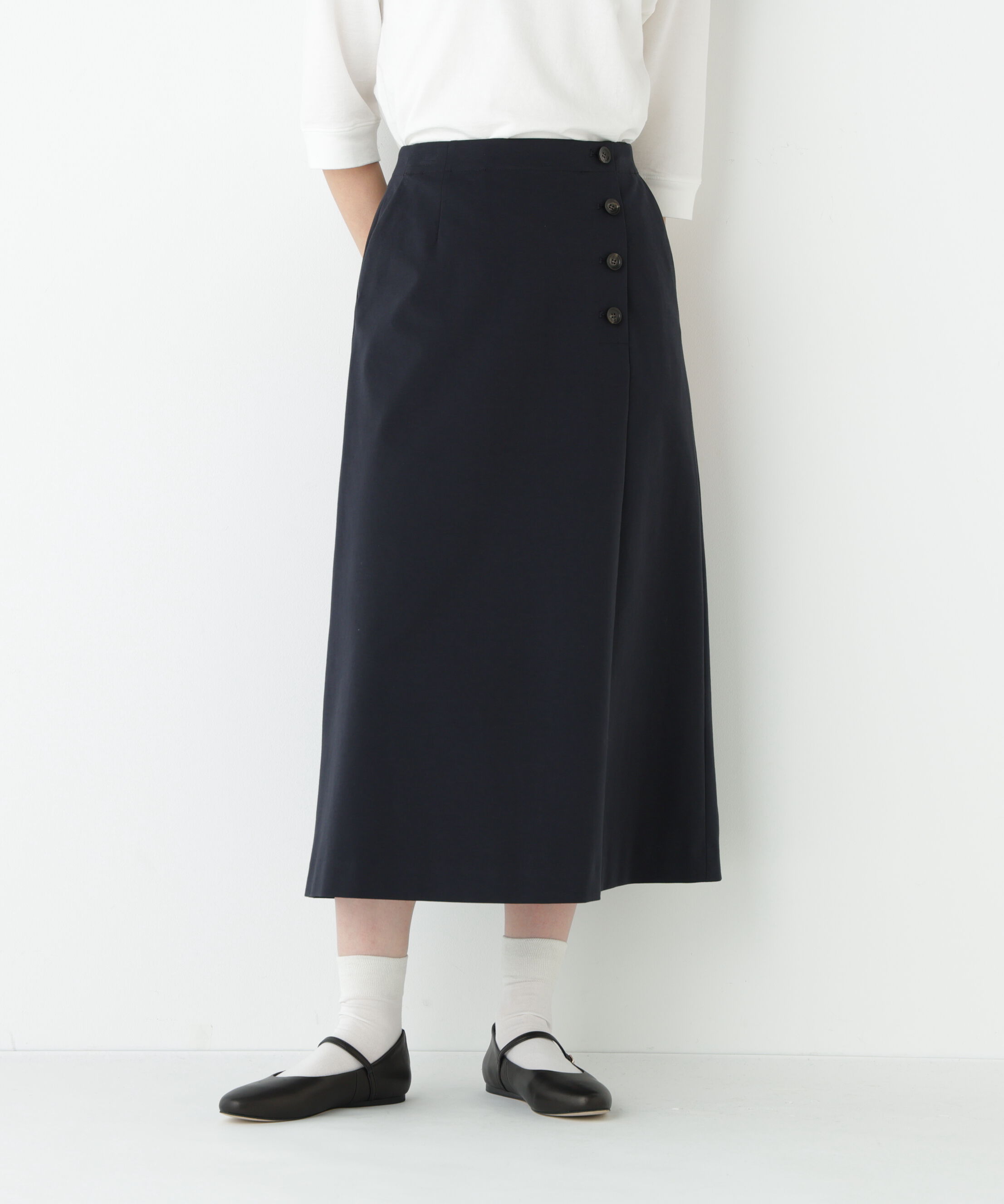  「◆《ウォッシャブル》ストレッチポンチＡラインスカート」|スカート|ネイビー