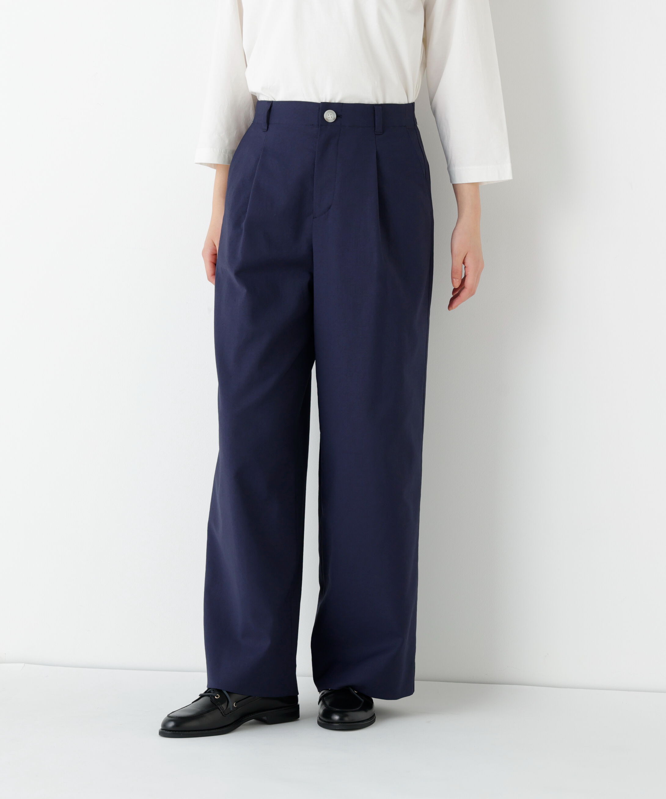  「◆《ﾏﾙﾁｻｲｽﾞ / UVｶｯﾄ･接触冷感》麻調合繊ﾀｯｸｾﾐﾜｲﾄﾞ  」|その他|ネイビー