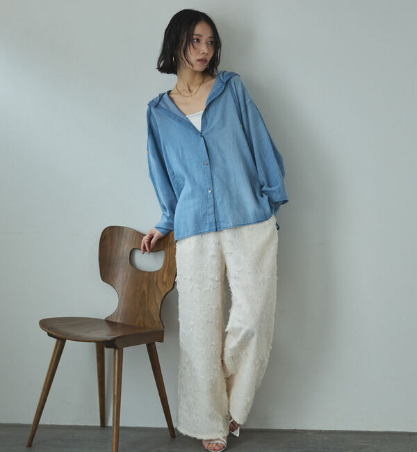 Doux archives「シアーデニムフードシャツ」|シャツ・ブラウス|