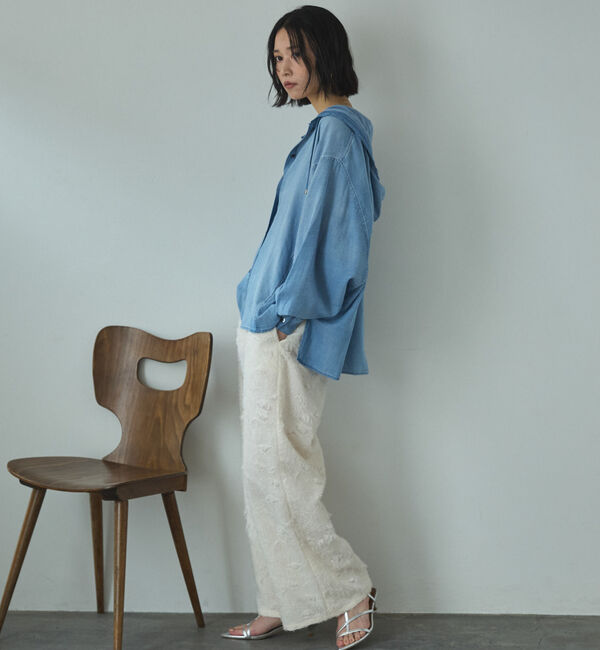 Doux archives「シアーデニムフードシャツ」|シャツ・ブラウス|