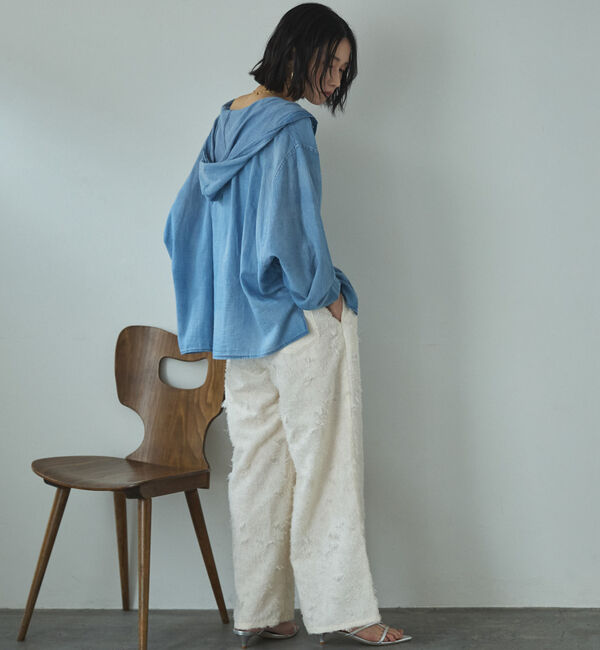 Doux archives「シアーデニムフードシャツ」|シャツ・ブラウス|